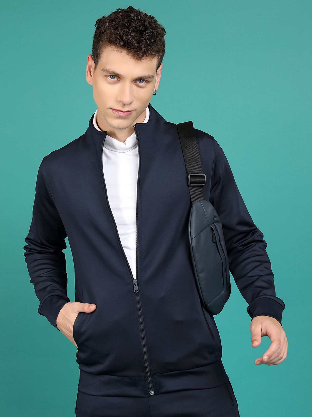 Highlander Men's Mock Collar Sweatshirt with Joggers | Navy - M