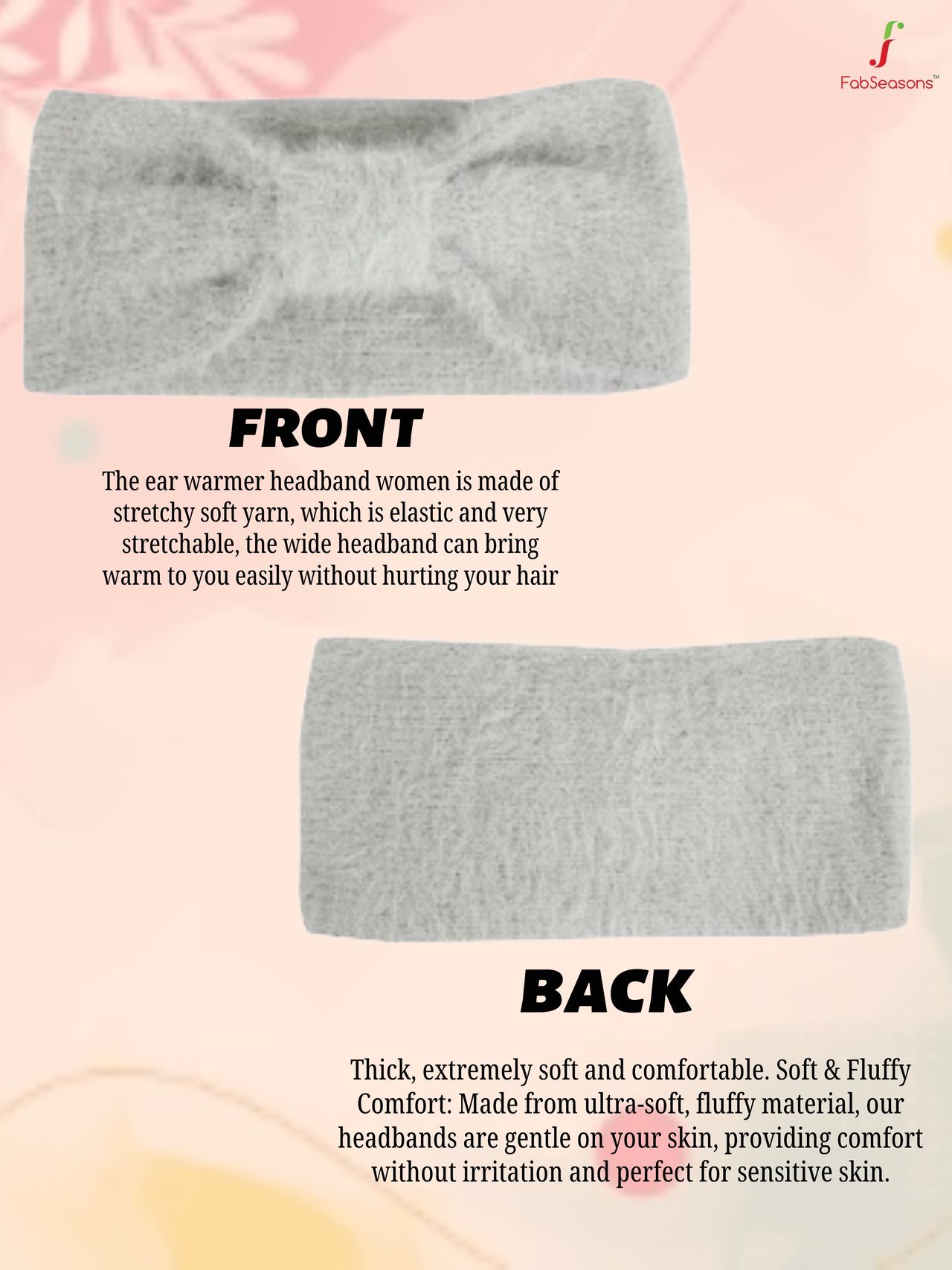 Fabseasons Women's Solid ABS and PC Headband | Peach | 2 - 10 years