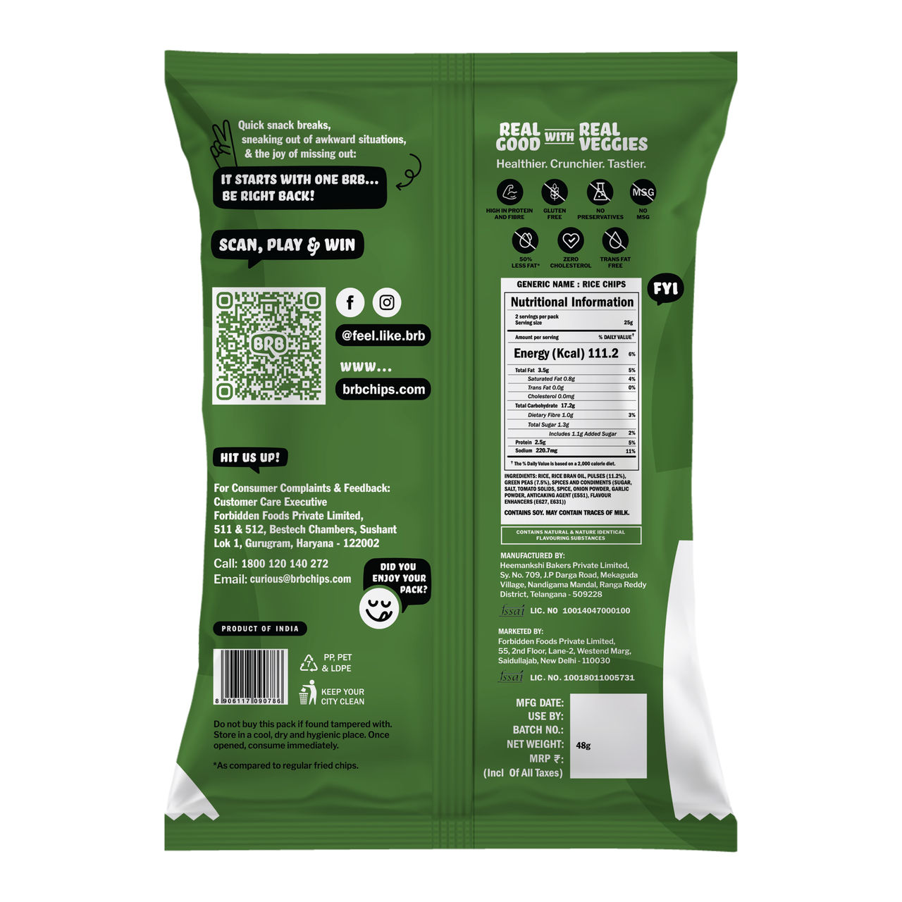 BRB Rice Popped Chips Jalapeno & Tomato Flavour