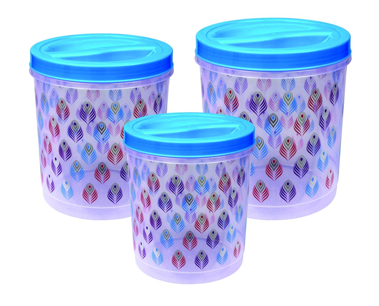 Princeware Twister Container Set of 3 Pieces -| 1350 ml+840 ml+490 ml Printed - Blue