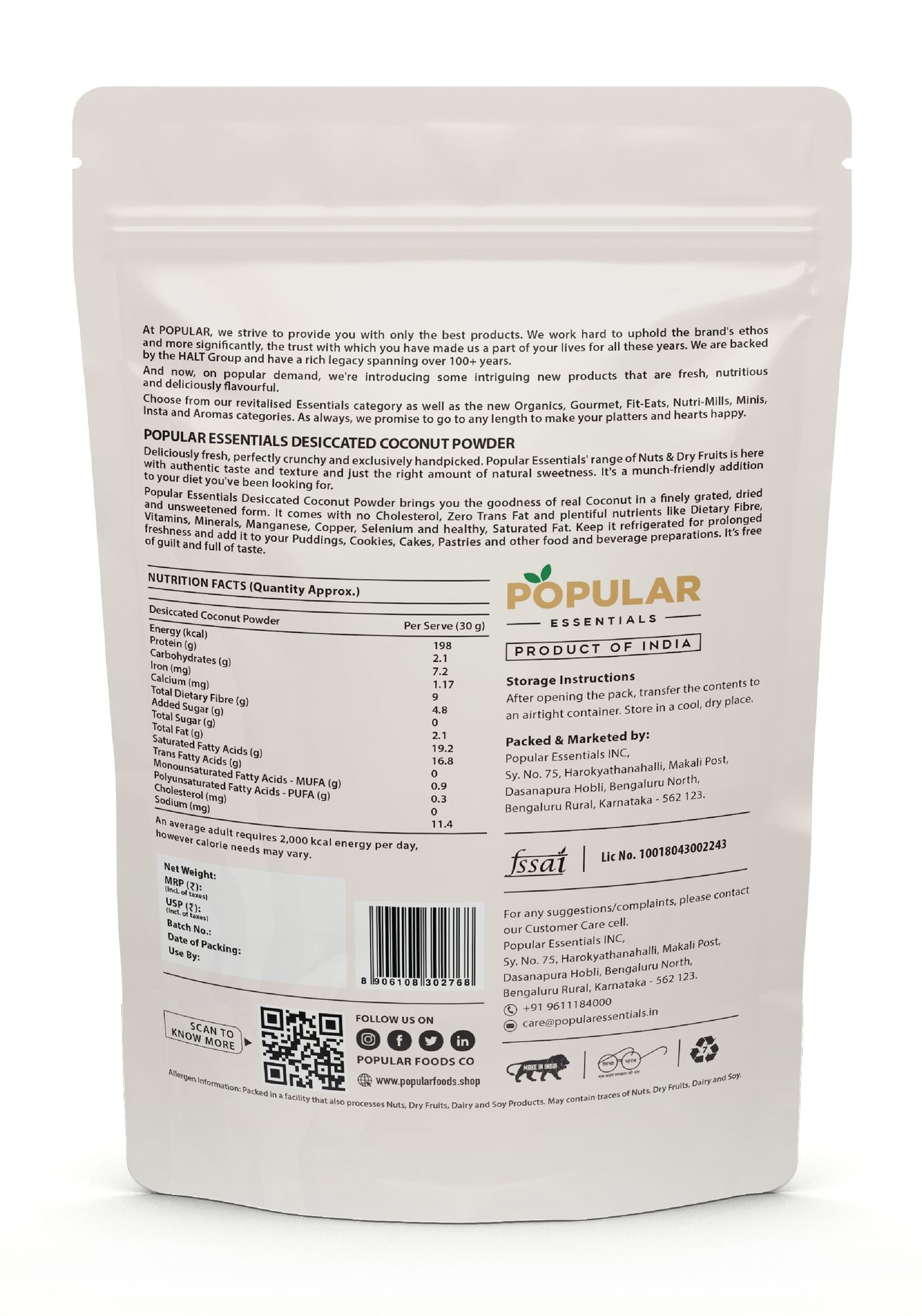 Popular Essentials Dessicated Coconut