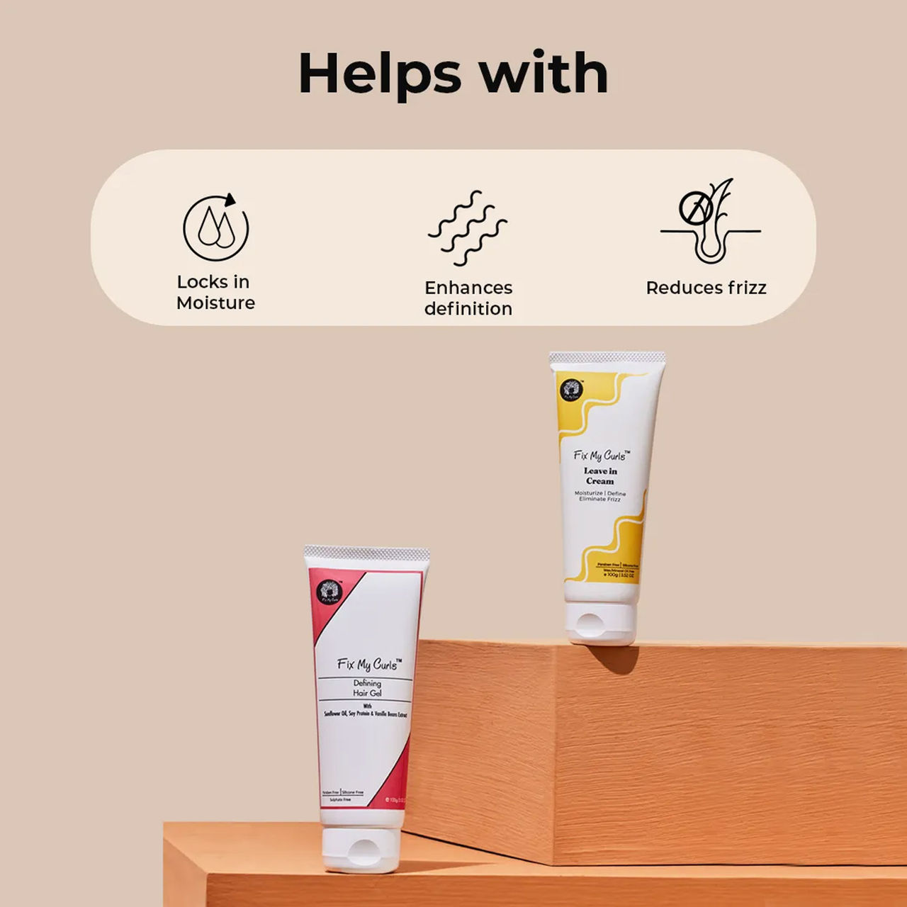 Fix My Curls Protein Styling Duo Enriched With Jojoba Oil & Sunflower Oil|Curl Defining Cream & Gel