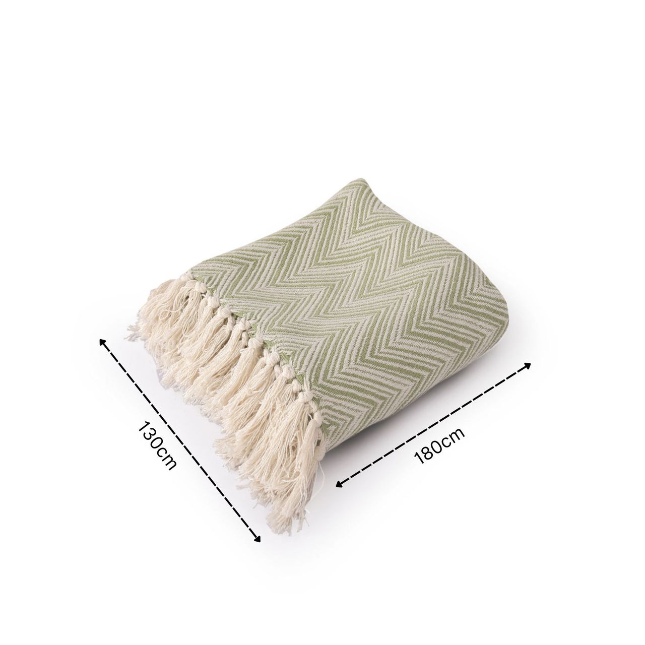 Sashaa World Zig-Zag Pattern Green Ivory Woven Throw