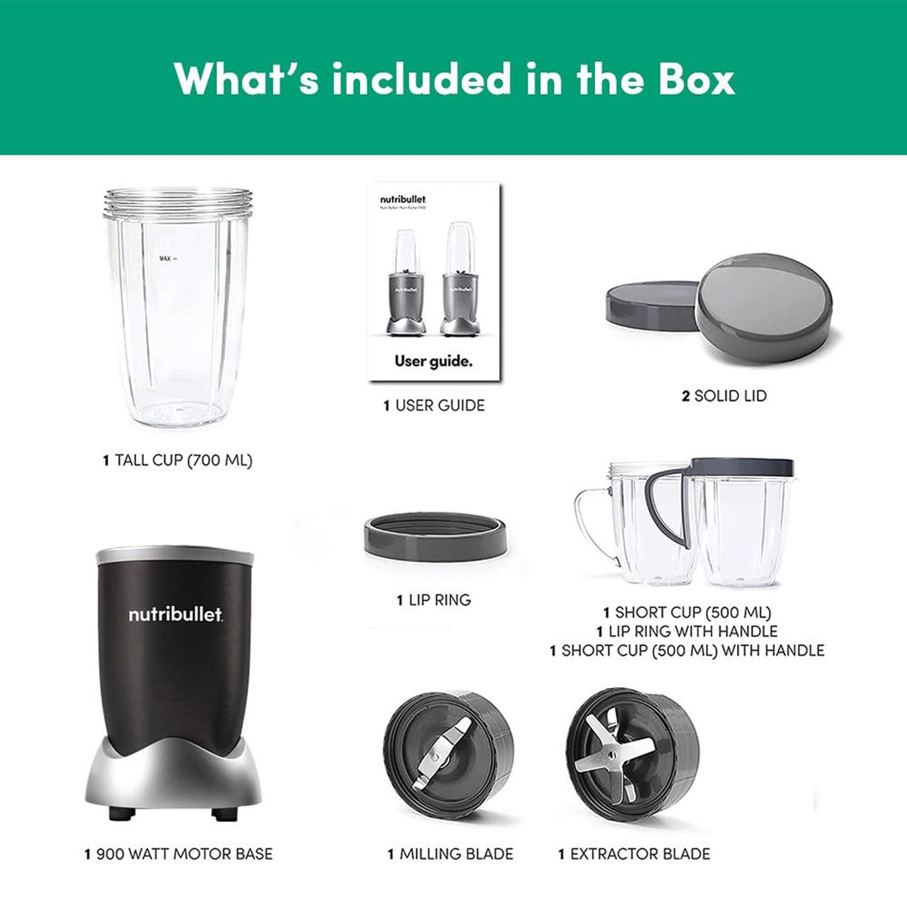 Nutribullet Pro Blender | 900W Black | 3 Unbreakable Jars | 2 Blade Set (Wet & Dry) - Black