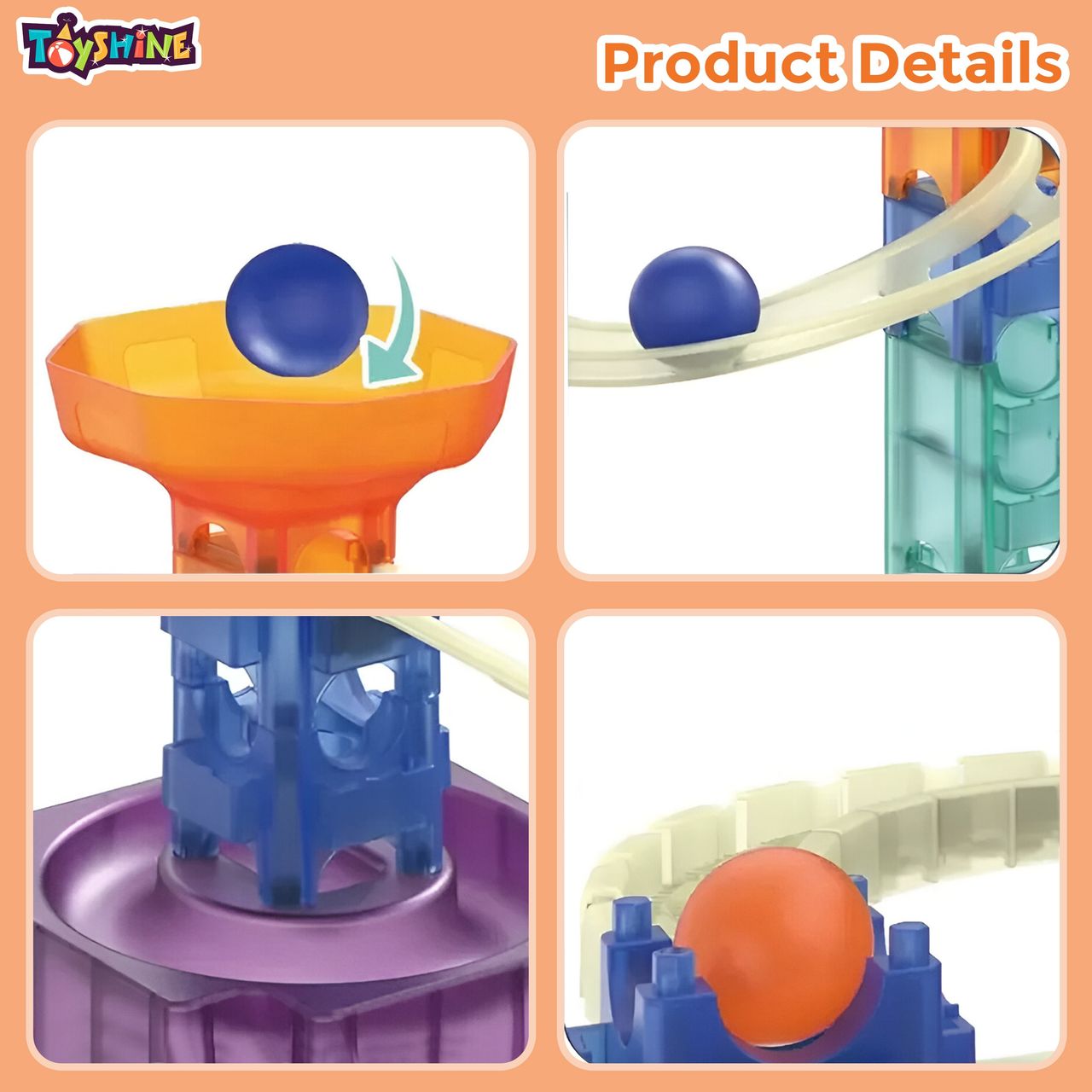 Toyshine 85-Piece Diy Building Blocks Set with Marble Maze and Track For Kids | Age 3+
