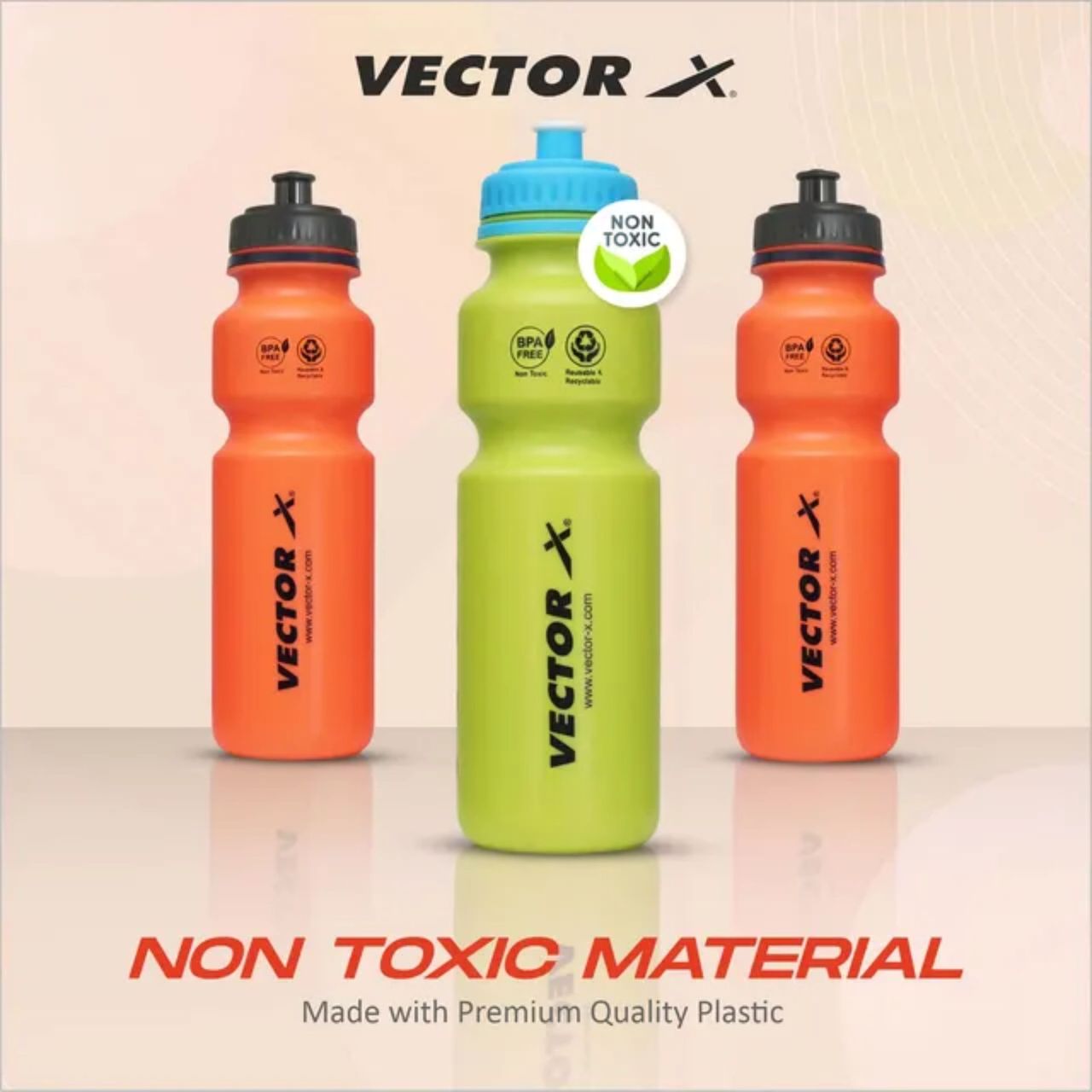 Vector X Sipper Bottle For Adults - Water Bottle With Motivational Time Markers 750 Ml- Pack Of 3