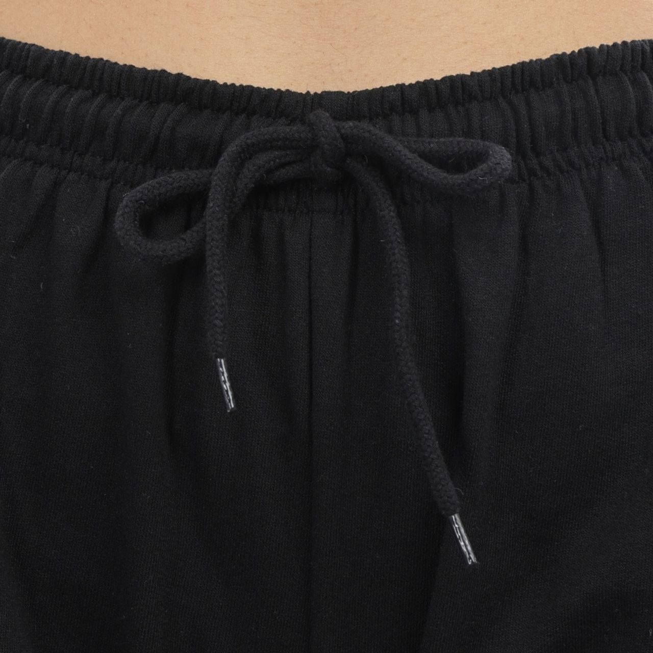 Springman Solid Black shorts With Elastic & Drawstring For Women | L