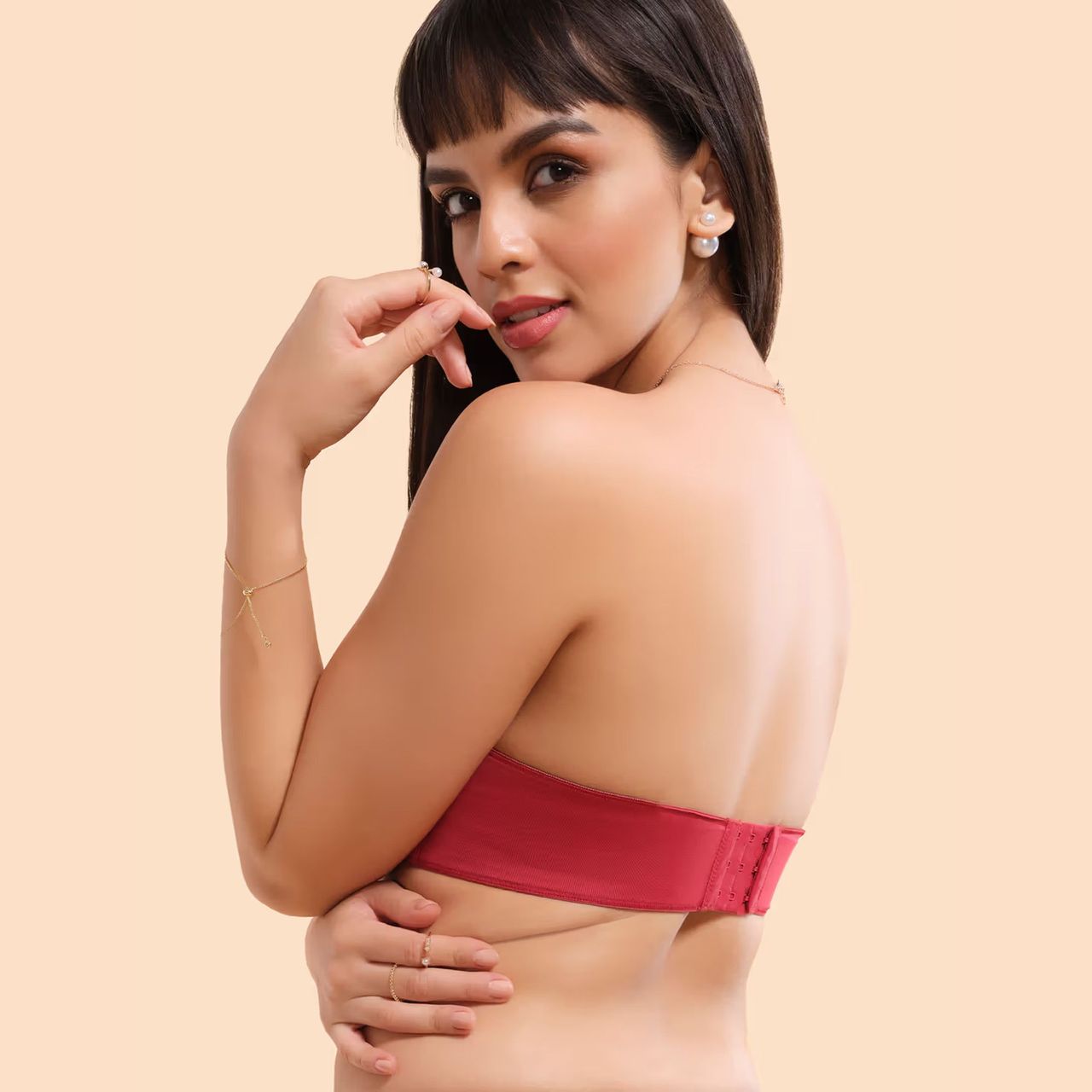Enamor Women's F074 Plus Size Bra | Strapless & Multi-way | Medium Coverage | Padded | Wired | Red - 34C