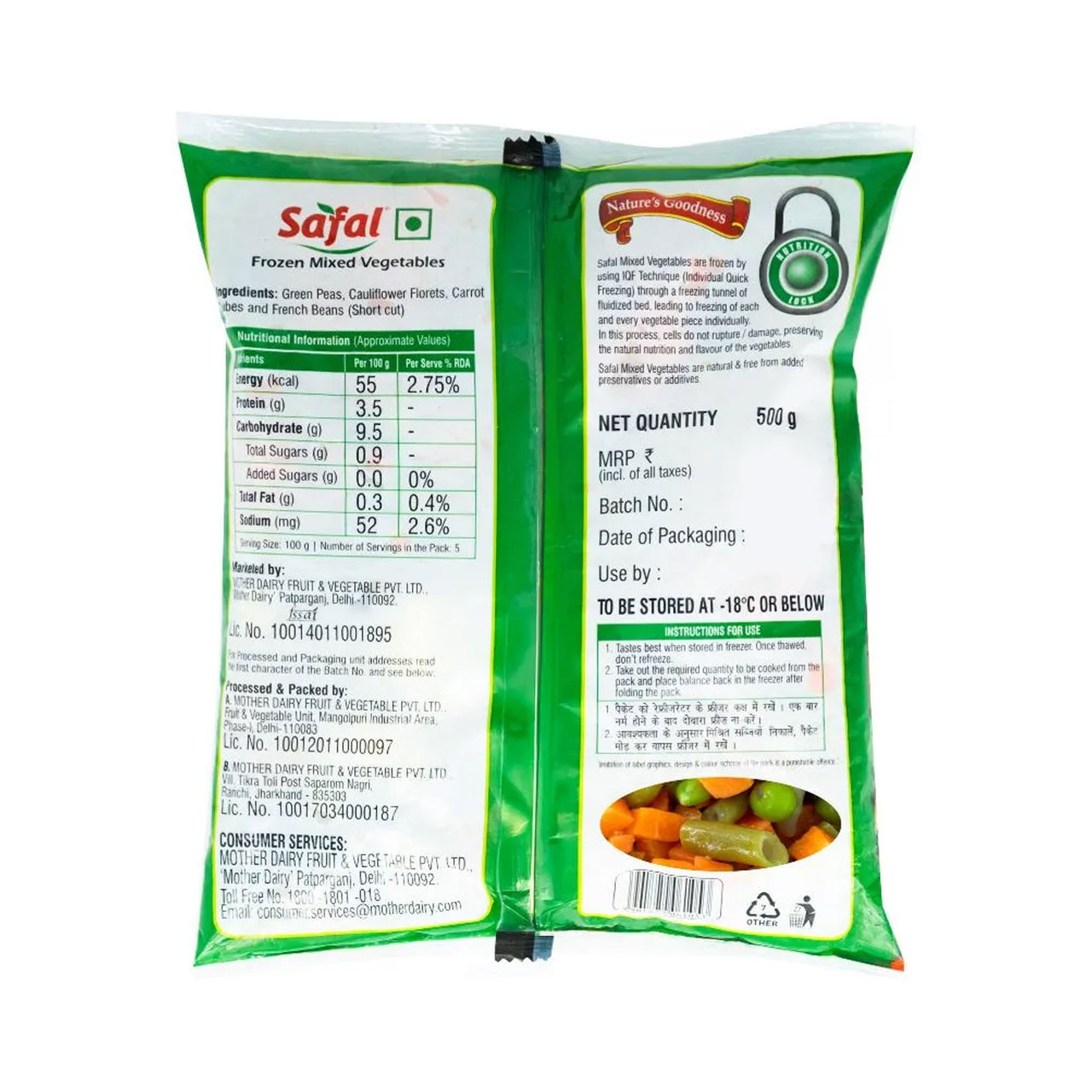 Safal Frozen Mixed Vegetables 500 g Combo