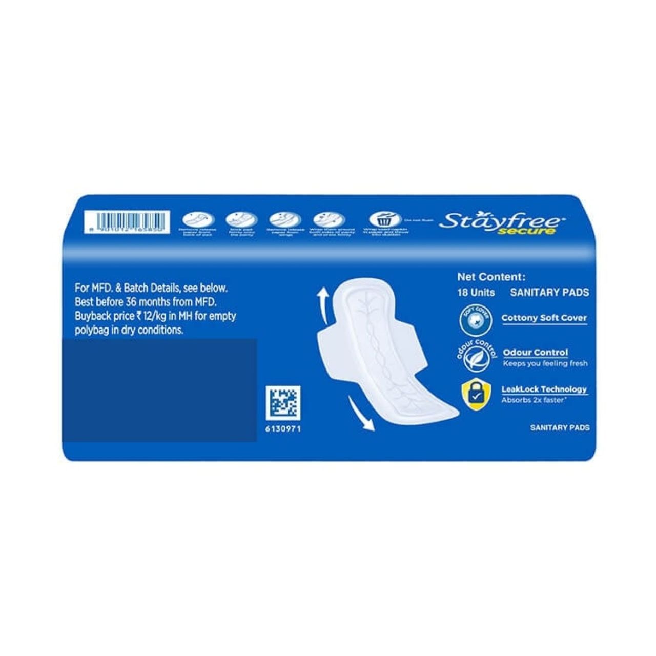 Stayfree Secure  Sanitary Pads - Regular 6 pc Combo
