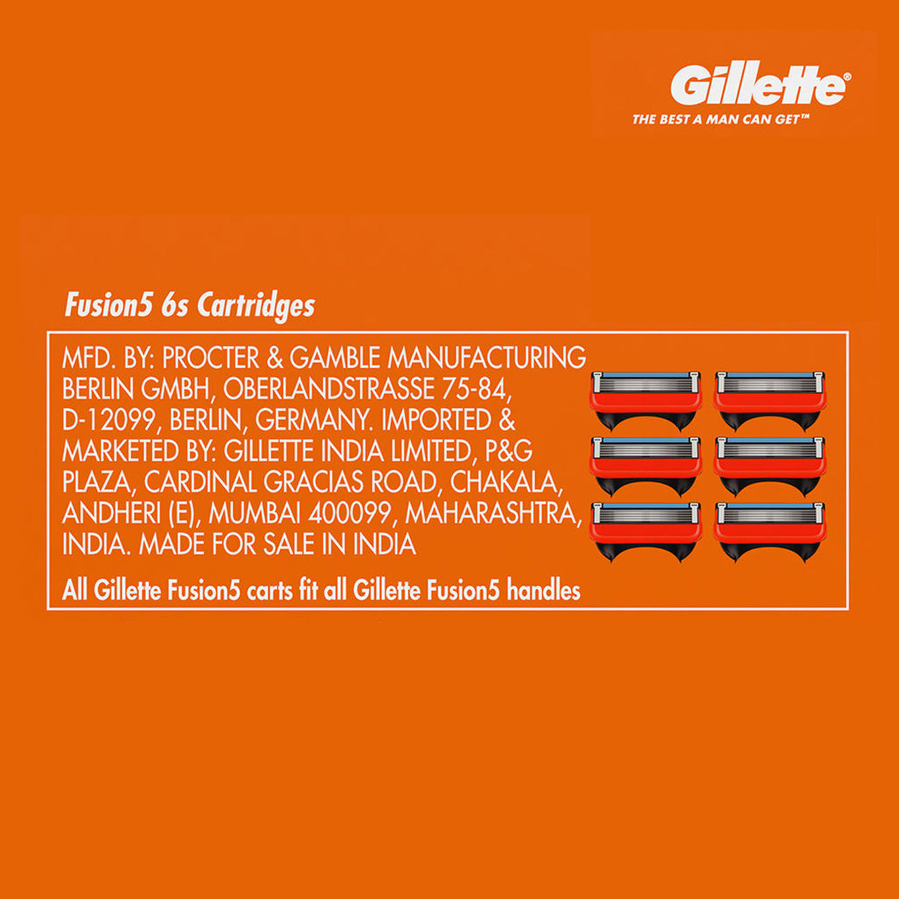 Gillette Fusion Manual Shaving Razor For Men (1pc) & Gillette Fusion Manual Shaving Razor Blades For Men (6 Cartridges) (6pc) Combo