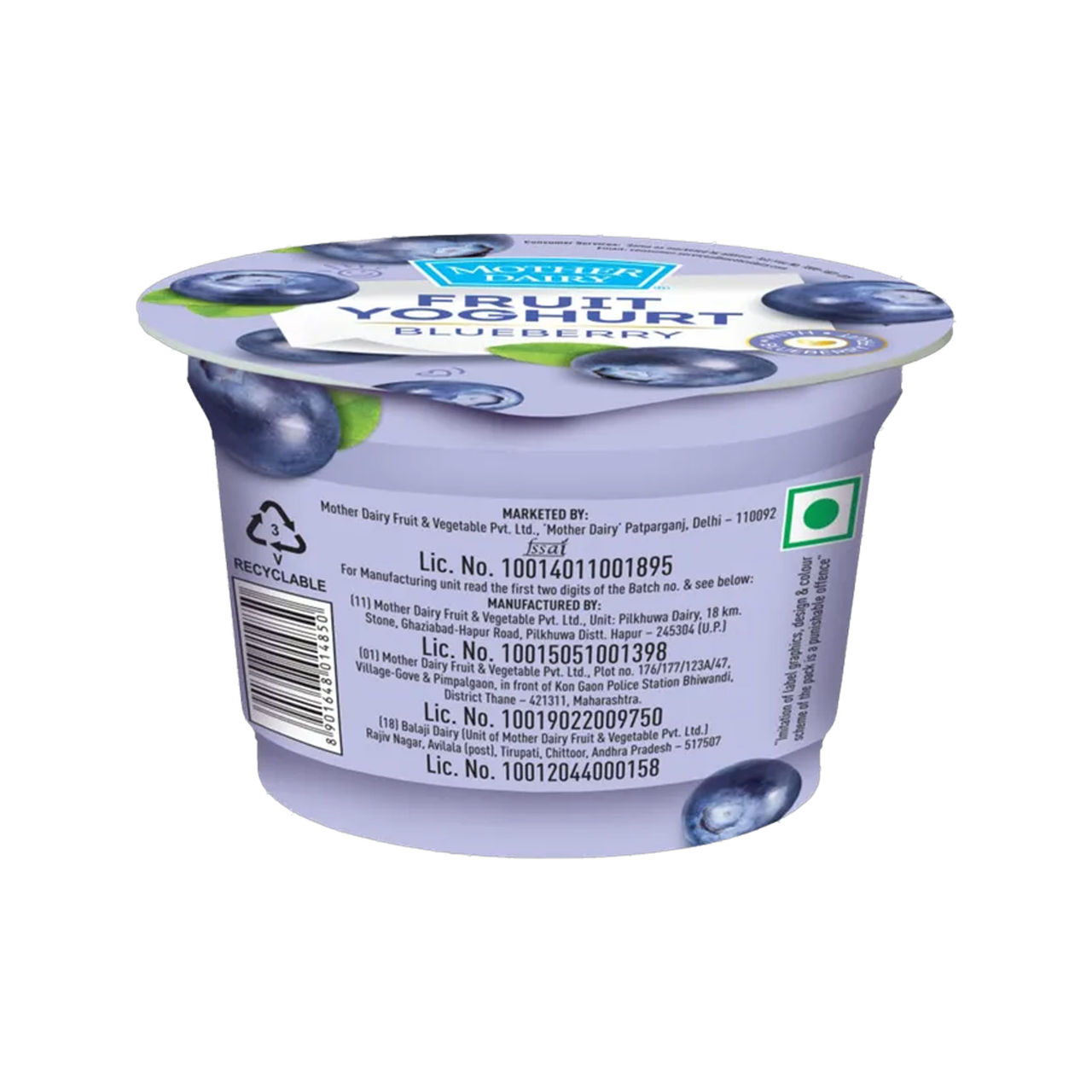 Mother Dairy Yogurt- Blueberry 100 g Combo