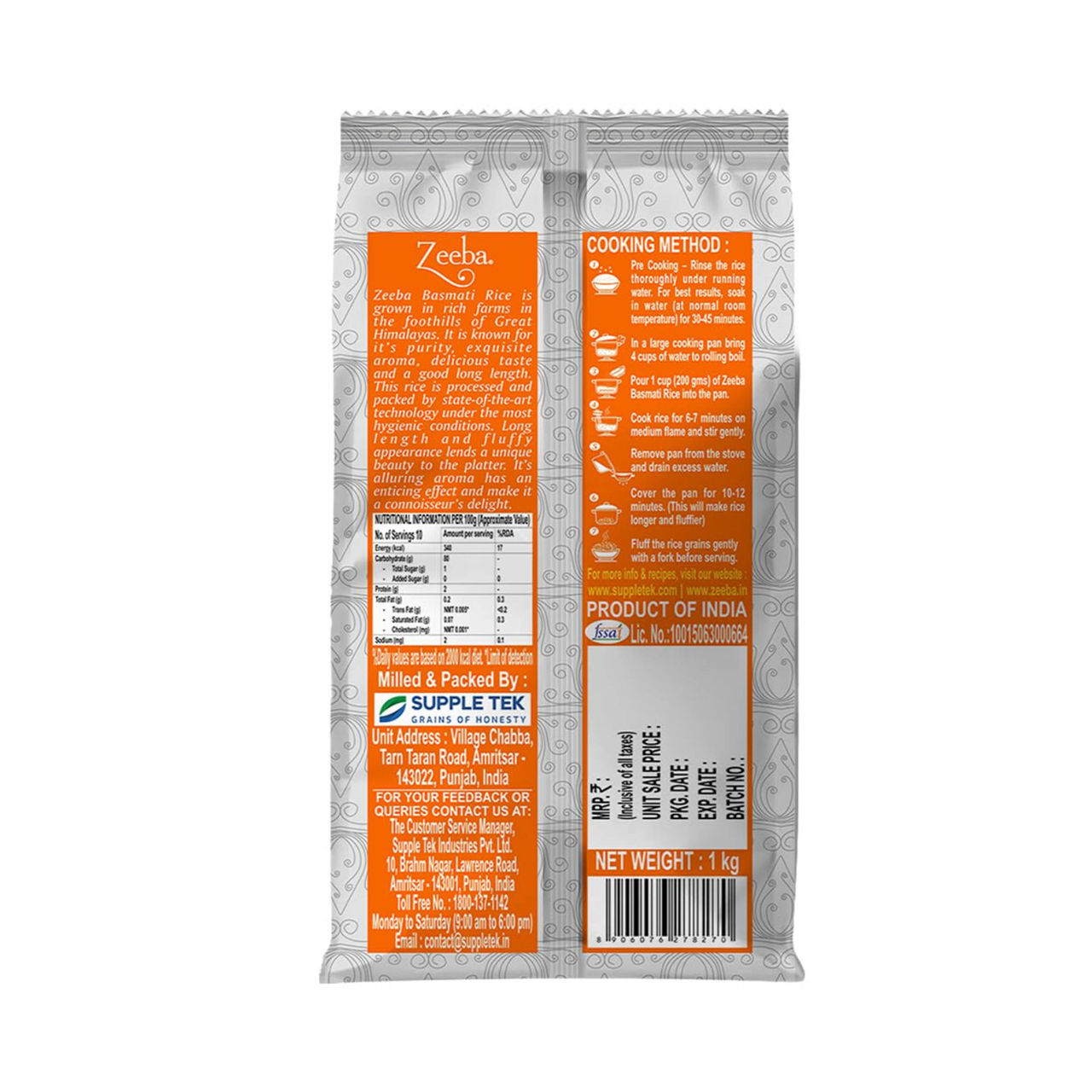 Zeeba Dubar Basmati 1121 Steam | Short Grain