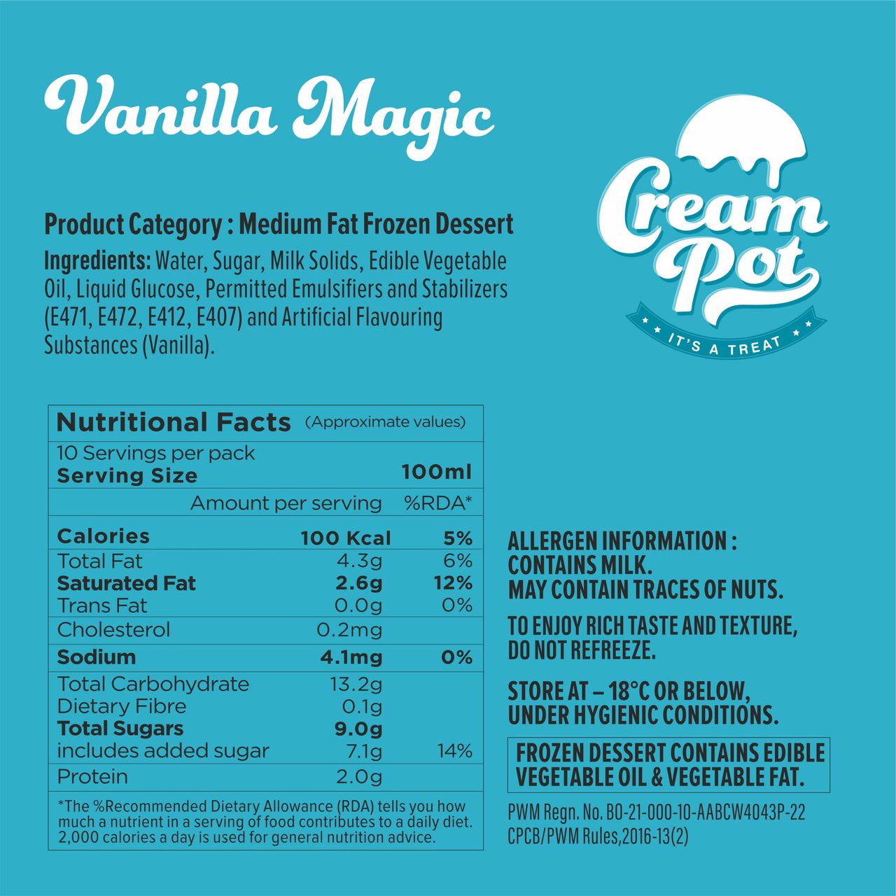 Cream Pot Vanilla Tub 1 l Combo