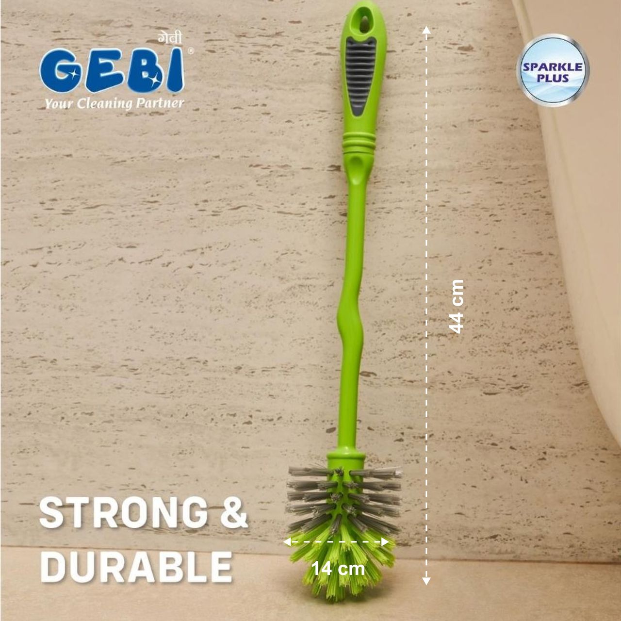 Gebi Sparkle Plus Antibacterial Toilet Round Brush With Container