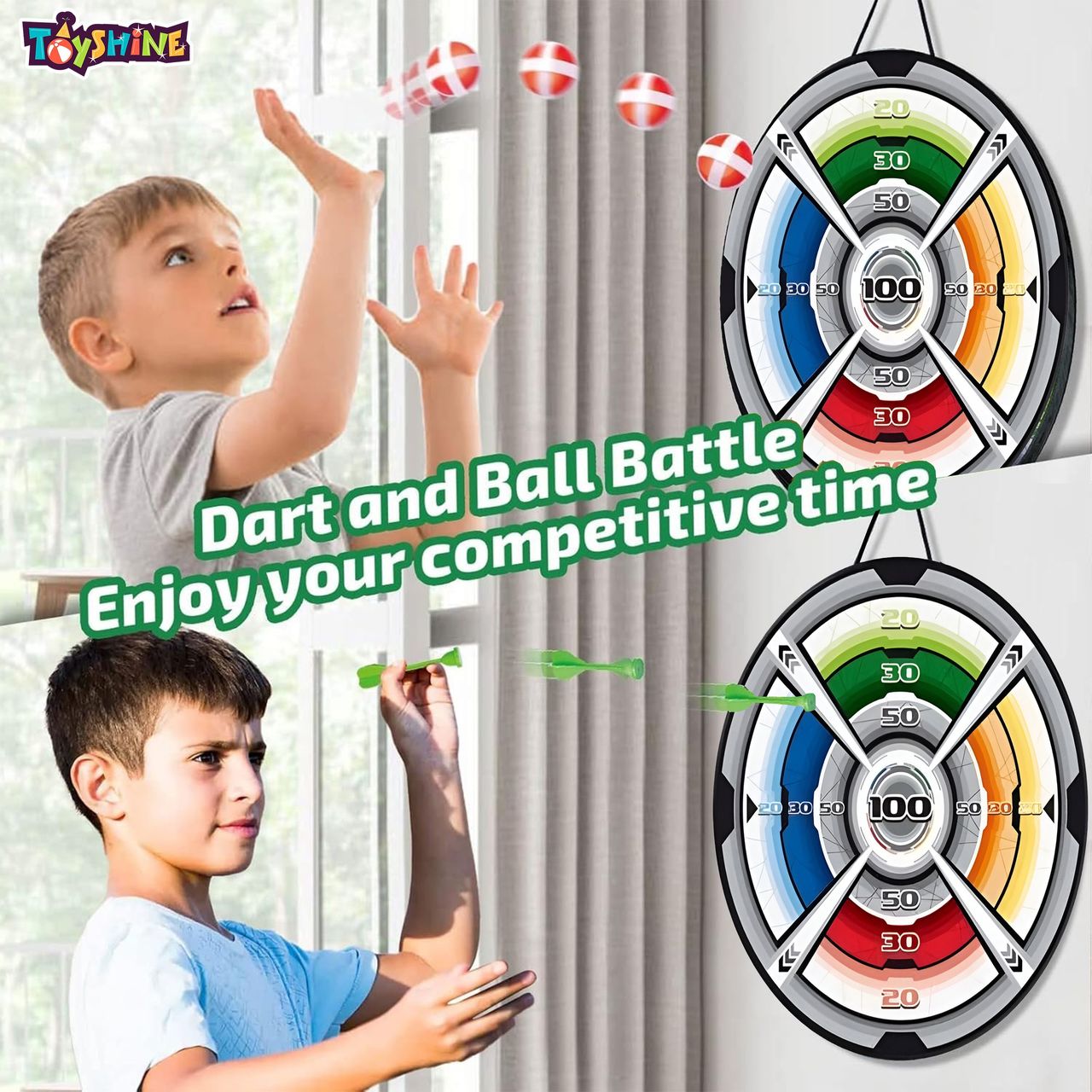 Toyshine 3 In 1 Target Shooting Set | Dartboard-Darts-Bullets and 2 Blaster Guns For Kids