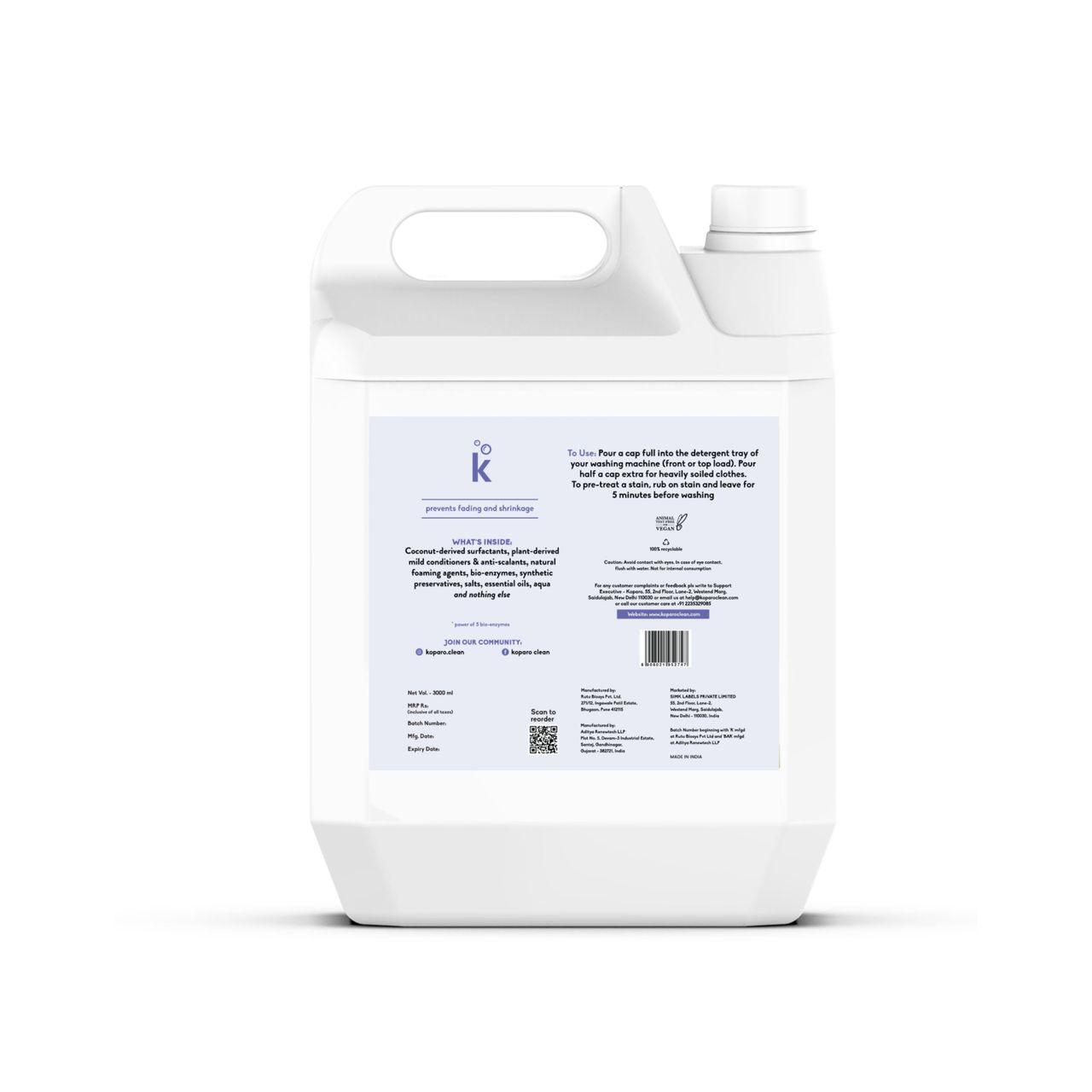 Koparo Clean Lavender & Lilac Front & Top Load Natural Detergent Liquid Refill