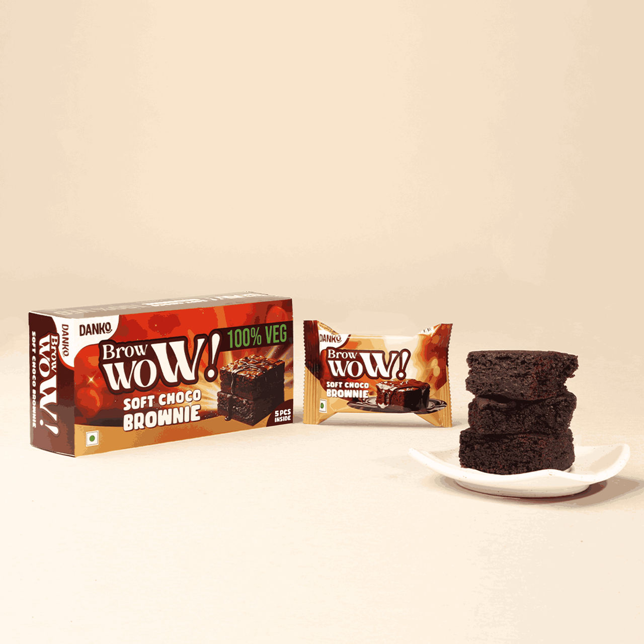 Danko Brow Wow Soft Choco Brownies 5 pieces Box 90 g Combo