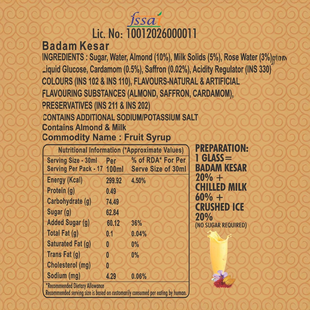 Shree Guruji Badam Kesar Dry Fruit Syrup