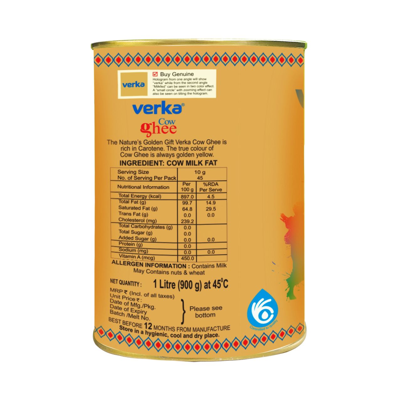 Verka Cow Ghee Tin