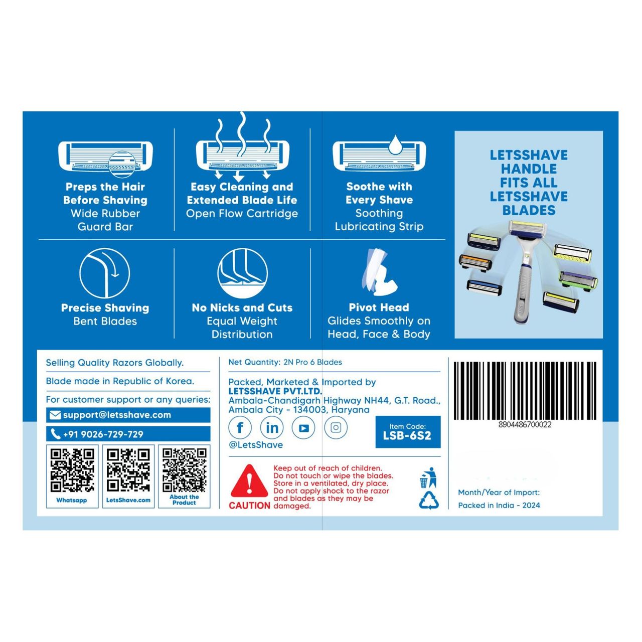 Letsshave Pro 6 Shaving Razor Blades | World'S First 6 Blade Razor For Men