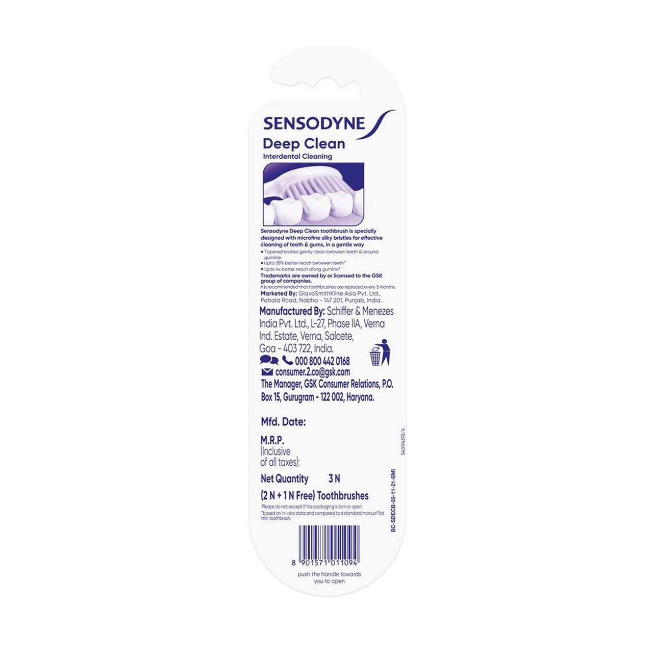 Sensodyne Toothbrush: Deep Clean Toothbrush With Extra Soft & Microfine Bristles B2G1