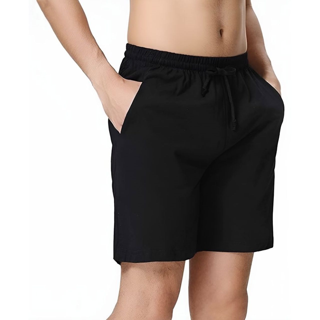 Springman Solid French Terry With Elastic & Drawstring Shorts For Men's | Black | XXL