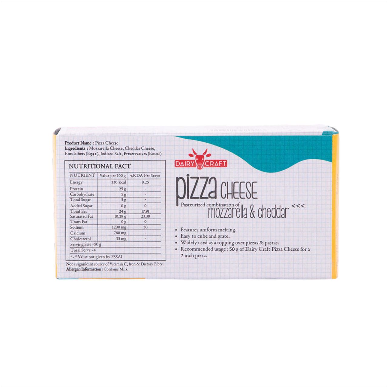 Dairy Craft Pizza Cheese Block (Mozzarella + Cheddar) 200 g Combo