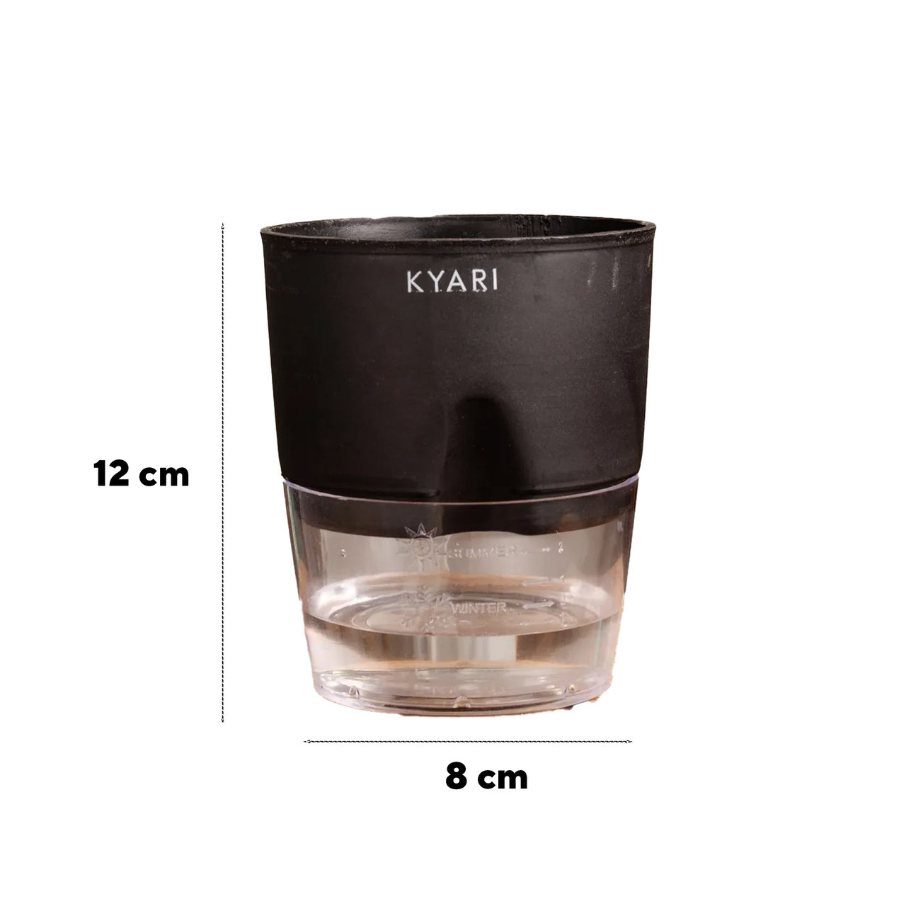 Kyari Self Watering 4 Inch Pot| Black | Pack of 1 | Garden Accessory