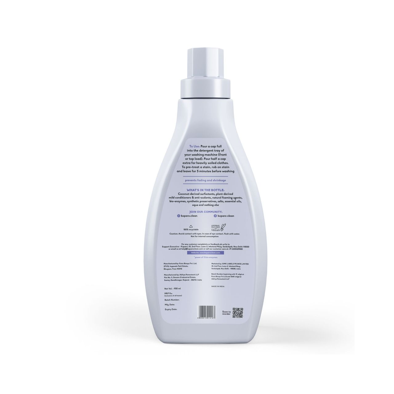Koparo Front & Top Load Natural Liquid Detergent | Lavender & Lilac 900 ml Combo