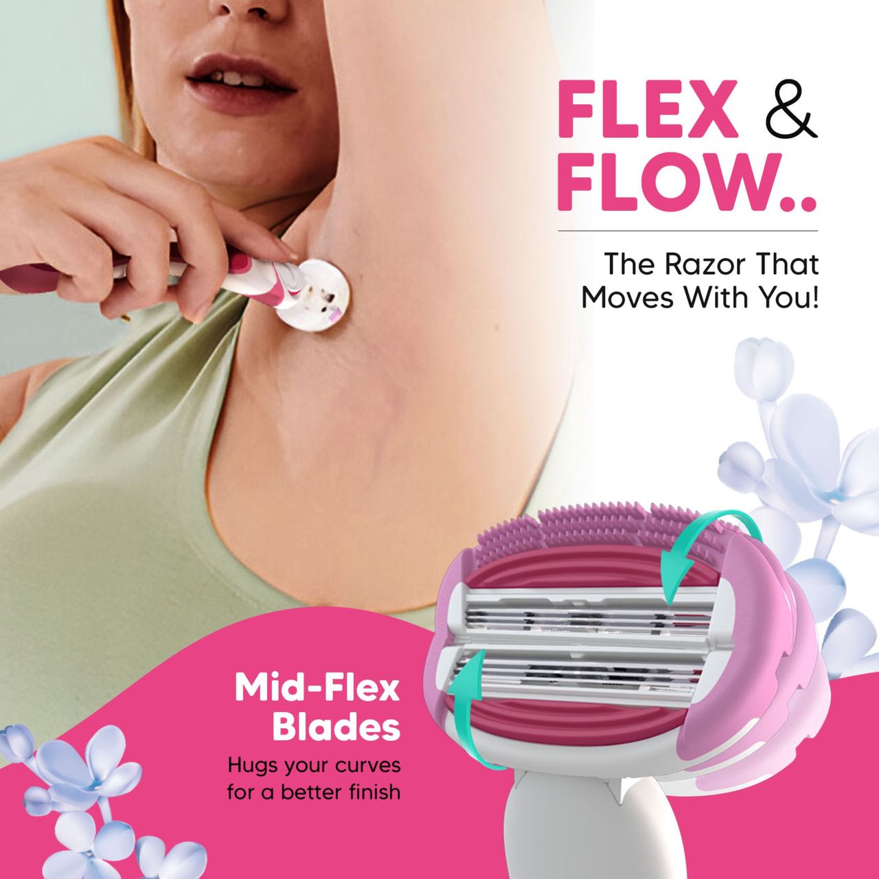 LetsShave Evior Trial Kit for Women with Mid Flex | World's First 6 Blade and 3 Blade System Razor