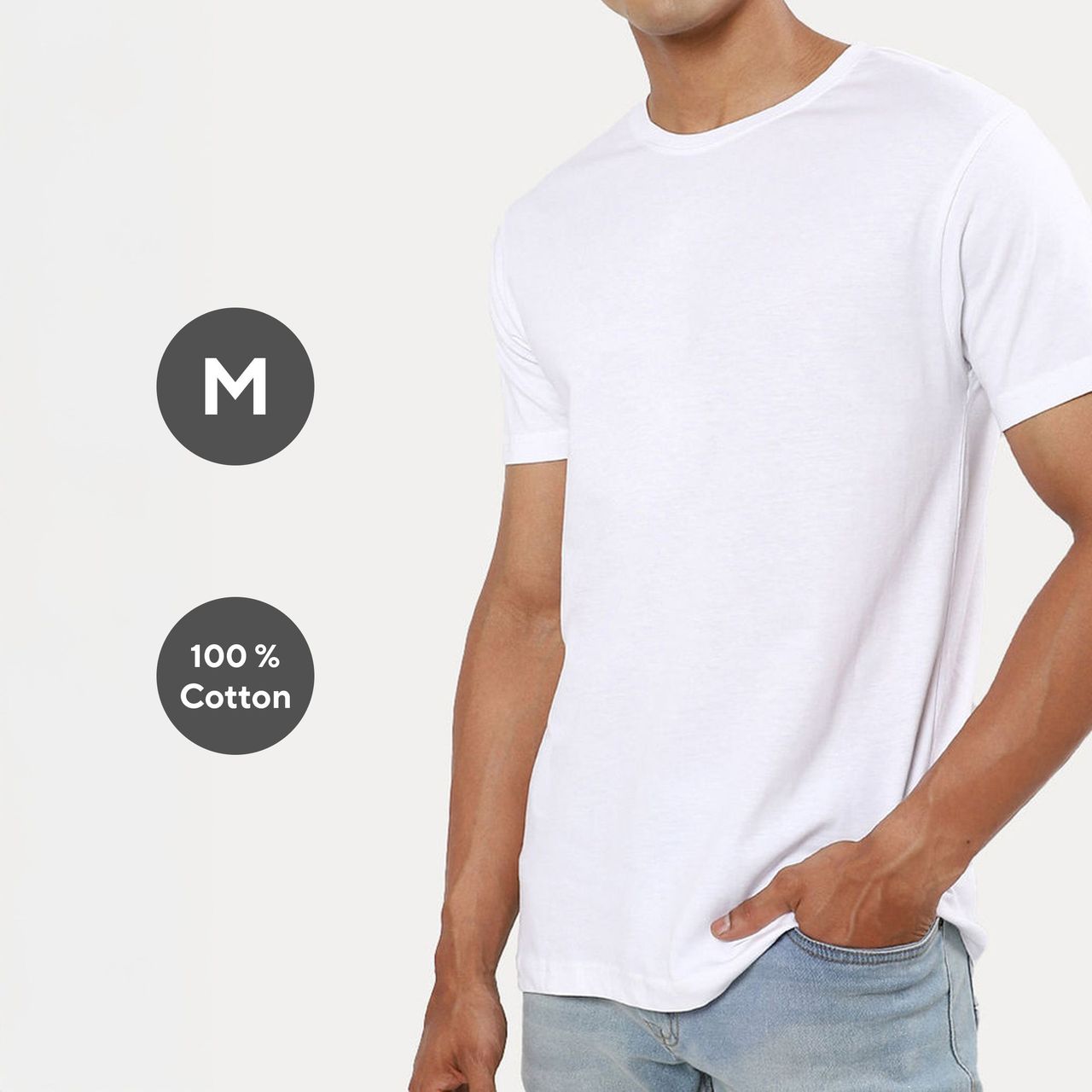 Mad Over Print Men's Cotton Solid T-Shirt | White - M