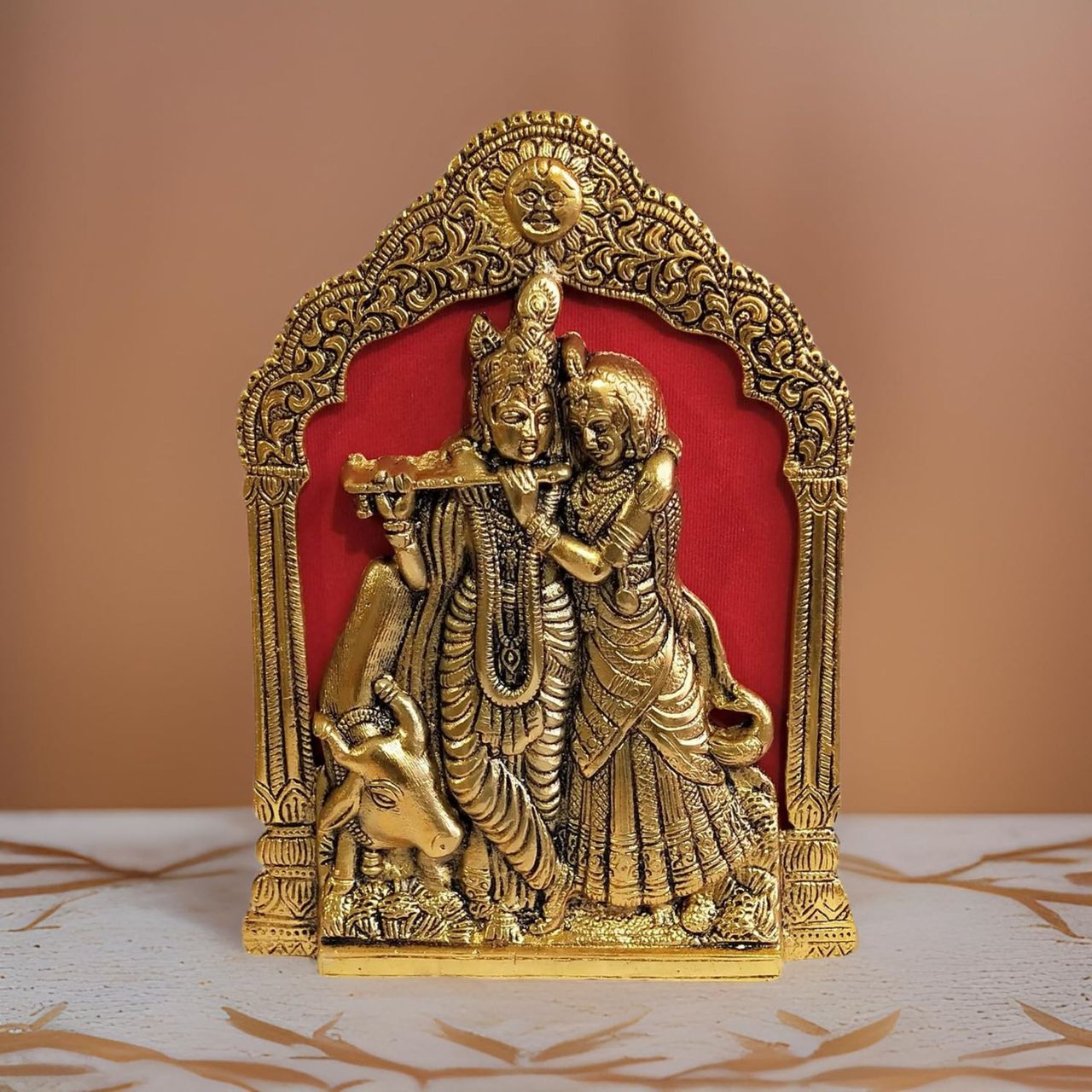 Devnidhii Radha Krishna Wall Hanging in Gold Polish