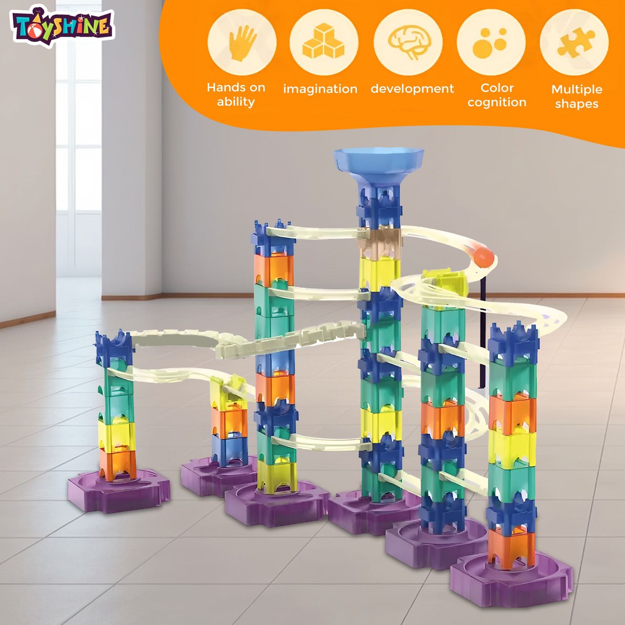 Toyshine 85-Piece Diy Building Blocks Set with Marble Maze and Track For Kids | Age 3+