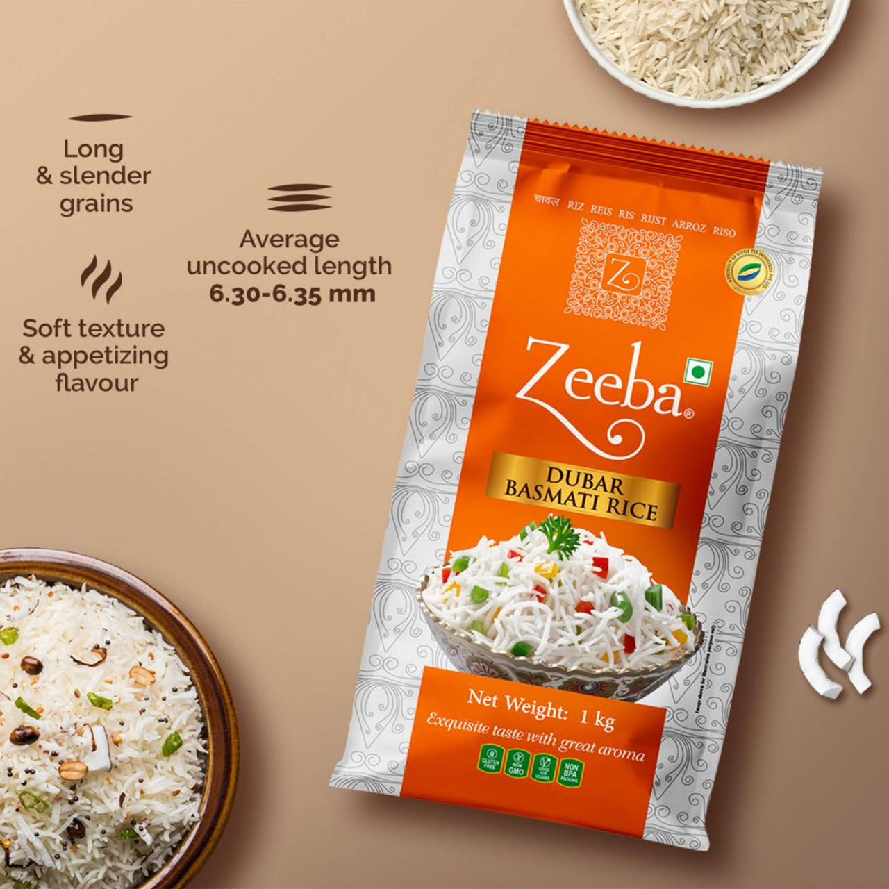 Zeeba Dubar Basmati 1121 Steam | Short Grain