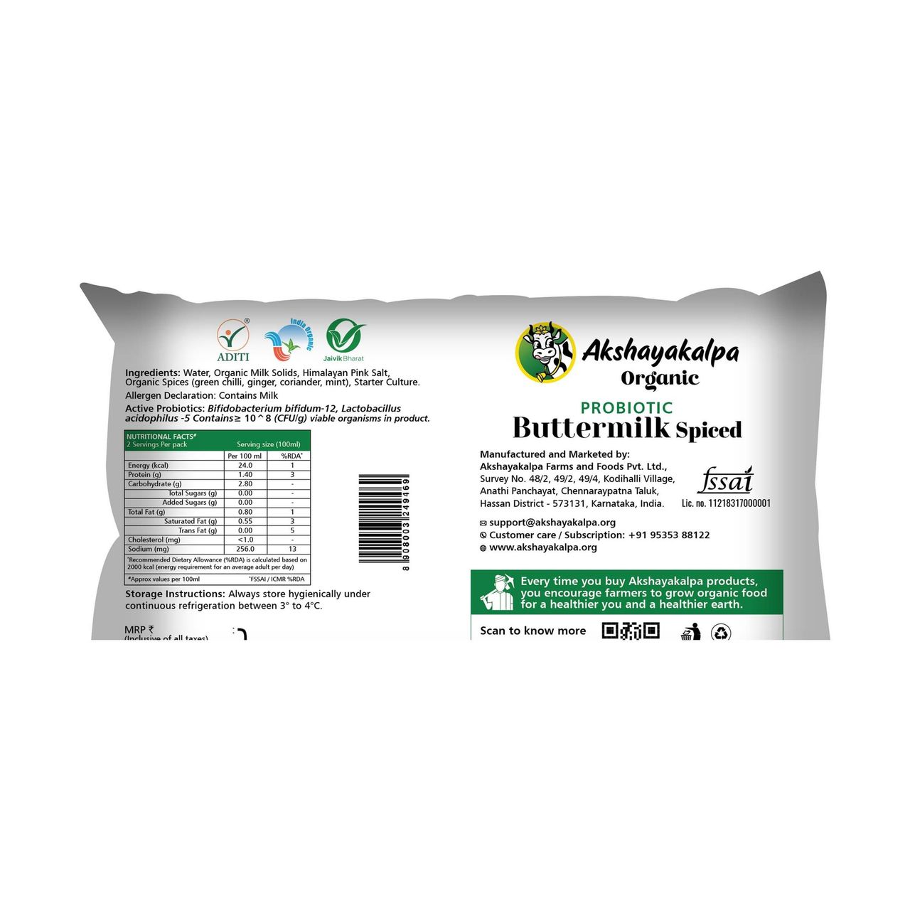 Akshayakalpa Organic Probiotic Spiced Buttermilk