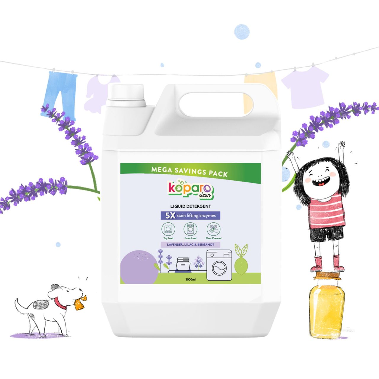 Koparo Clean Lavender & Lilac Front & Top Load Natural Detergent Liquid Refill
