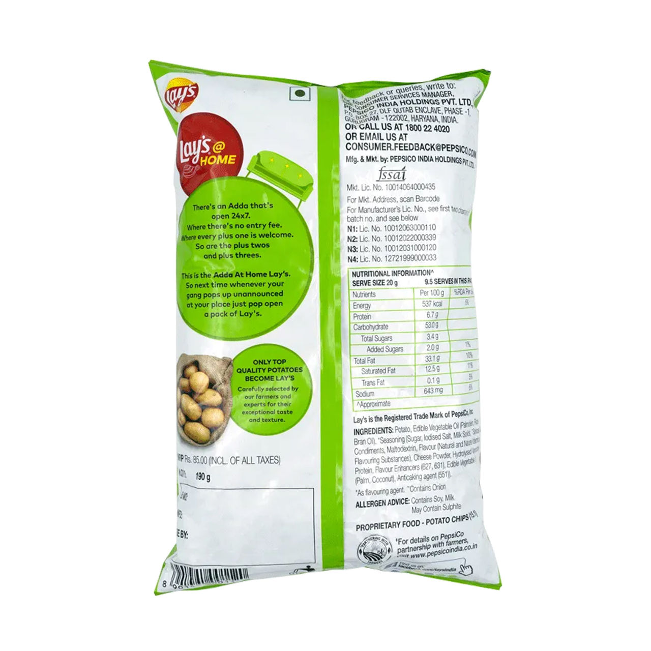 Lay's American Cream & Onion Potato Chips 143 g Combo