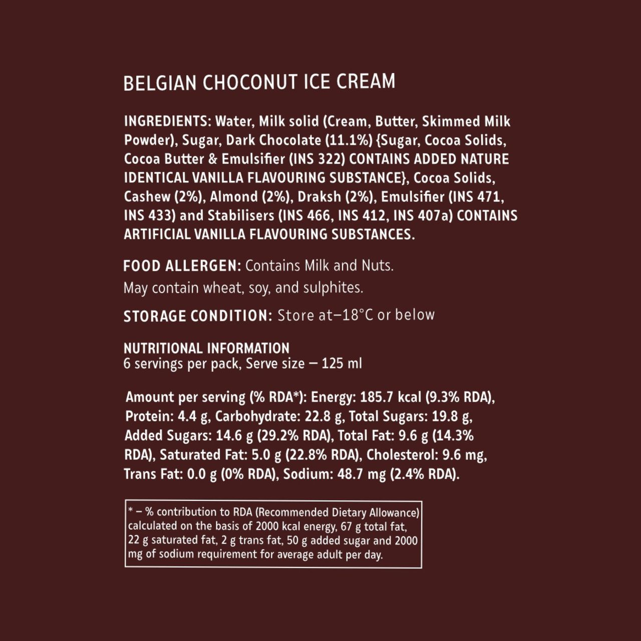 Hocco Belgian Choconut Ice Cream Tub
