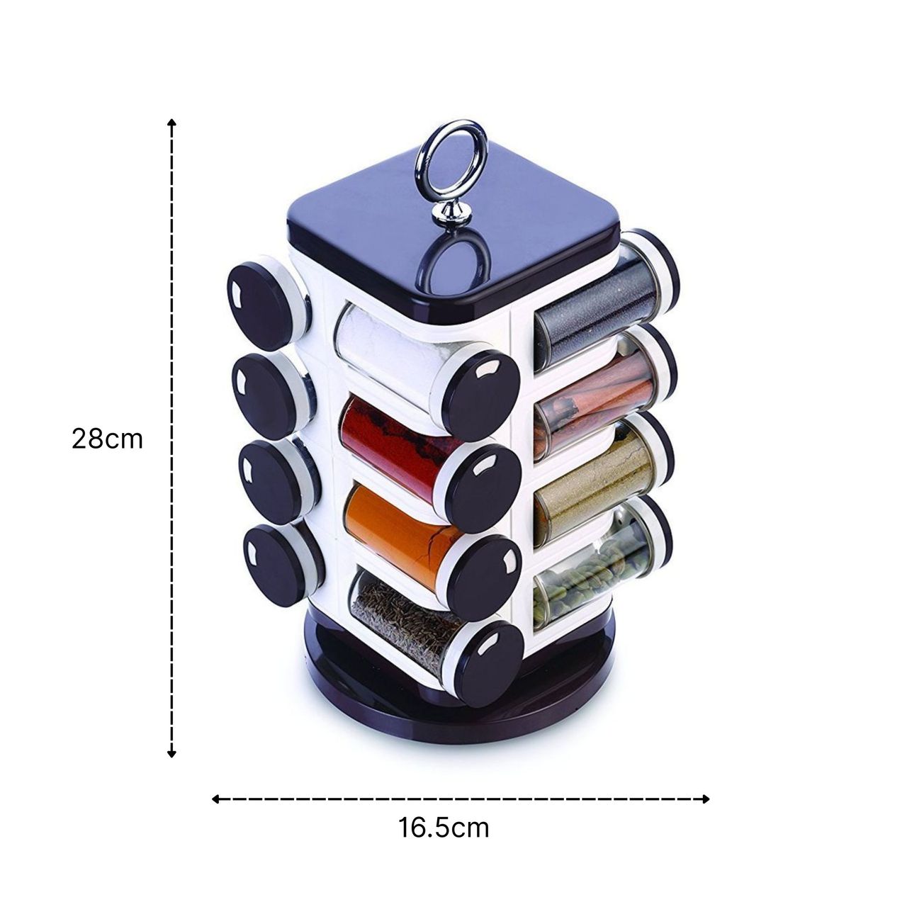 Ganesh Revolving Masala Spice Box For Kitchen Set Of 16 - Color May Vary
