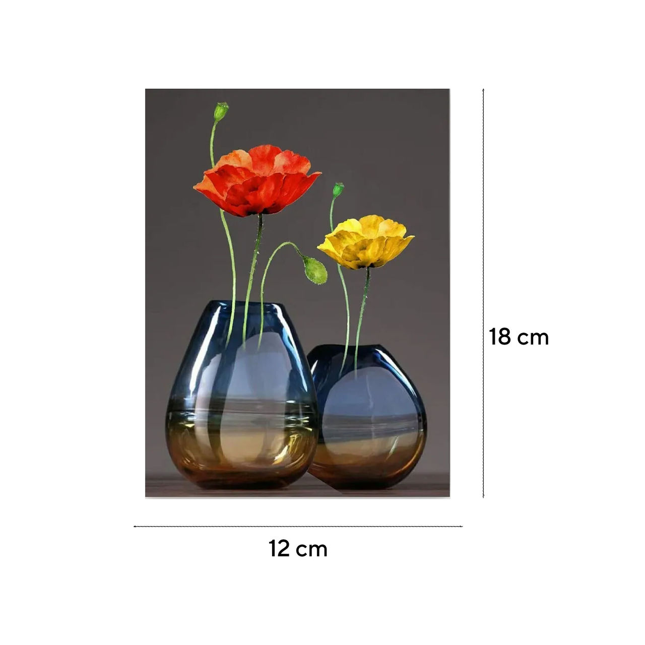 Saf Flower Pot Paintings With Frame Digital Reprint 18 Inch X 12 Inch (With Frame, Pack Of 3)