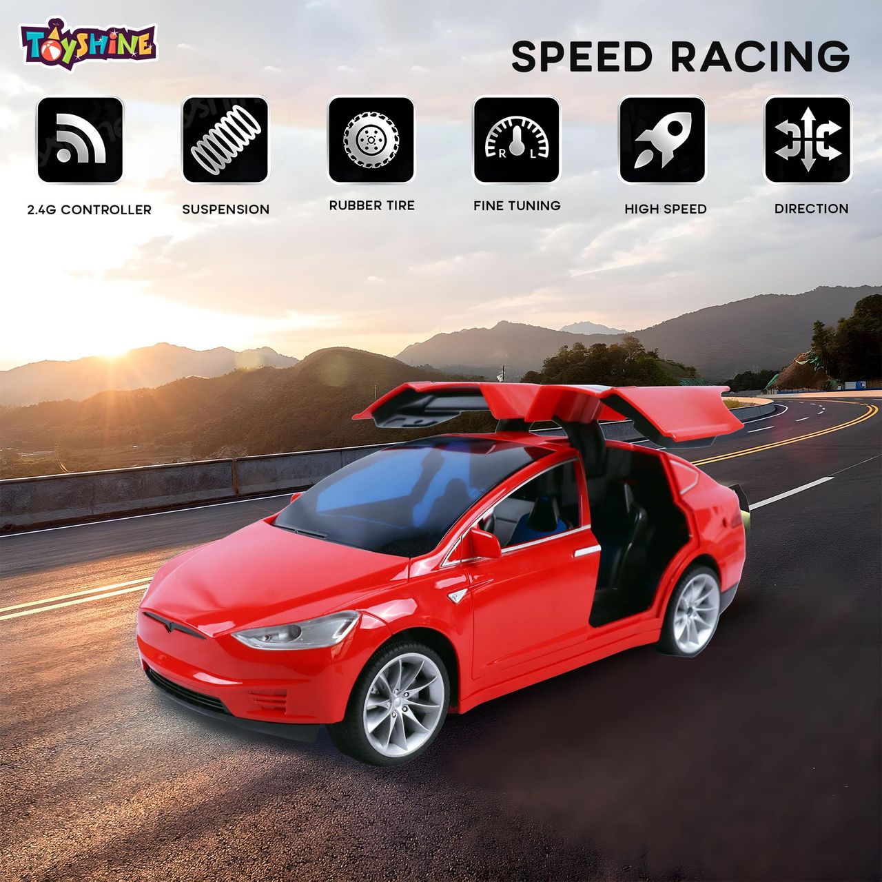 Toyshine 1:16 Scale 2.4Ghz Rechargeable Remote Control Toy Car Inbuilt With Opening Doors