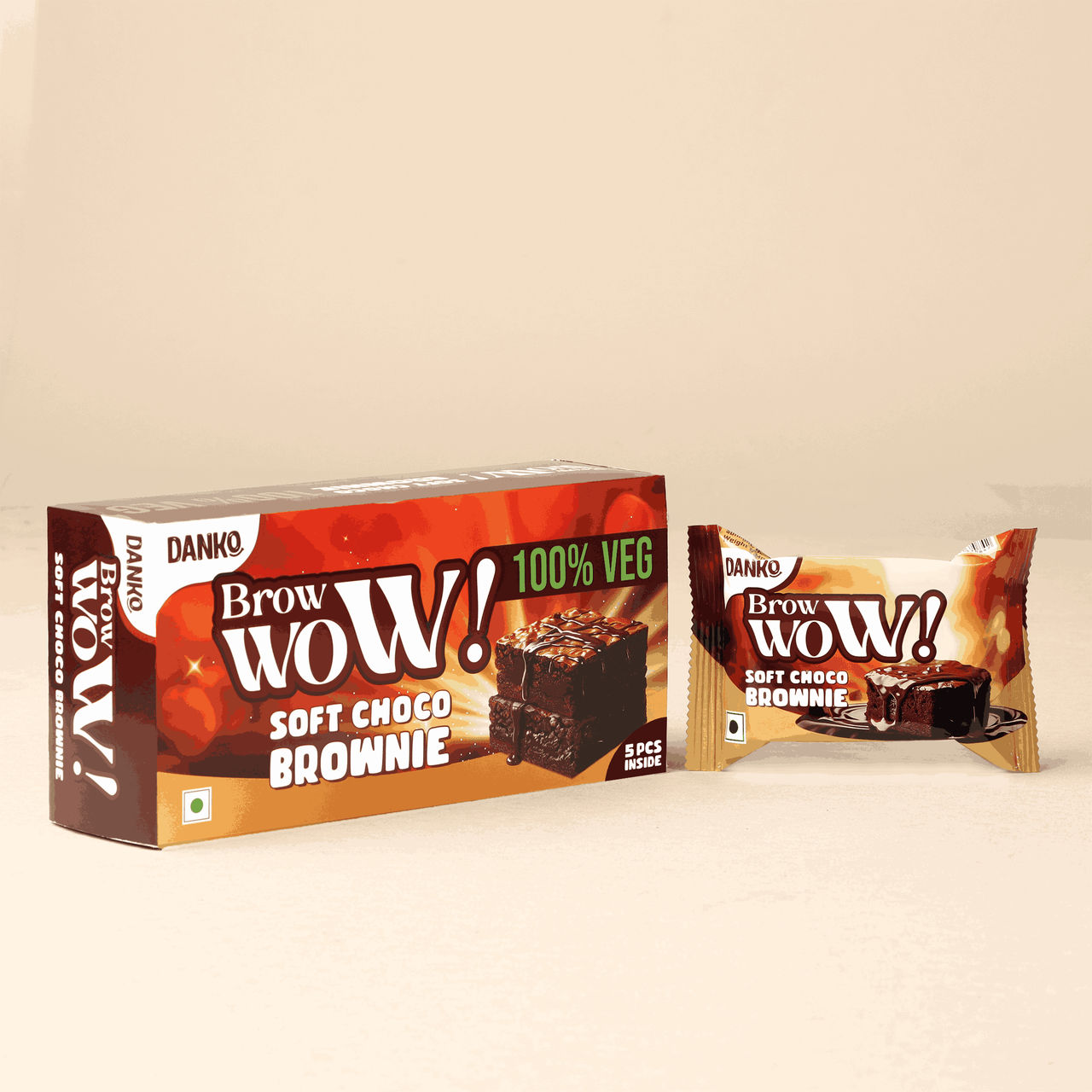 Danko Brow Wow Soft Choco Brownies 5 pieces Box 90 g Combo