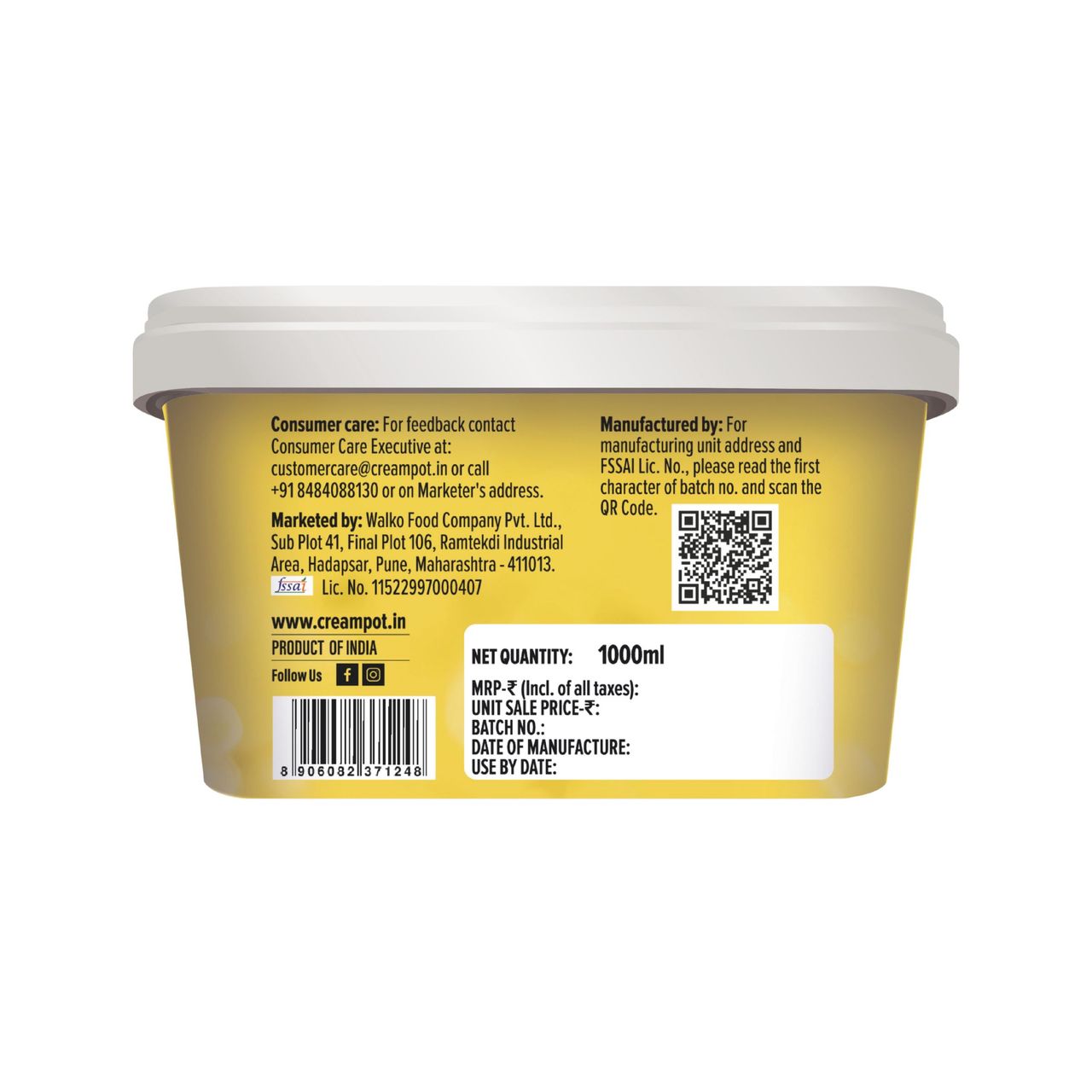 Cream Pot Butterscotch Tub 1 l Combo