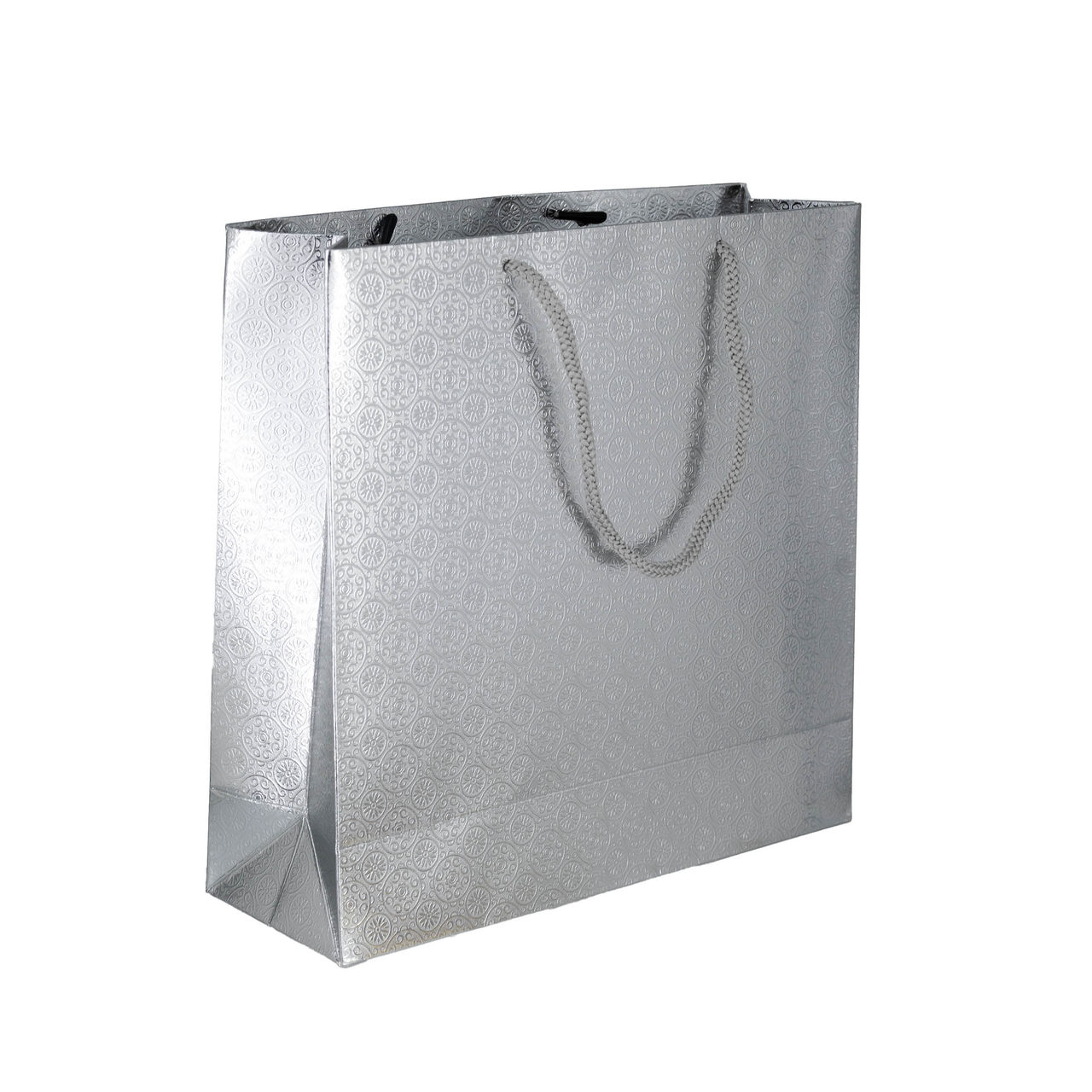 Silver Paper Bag For Gifting 9 x 9 x 3 Inch Assorted Design 1 pc Combo