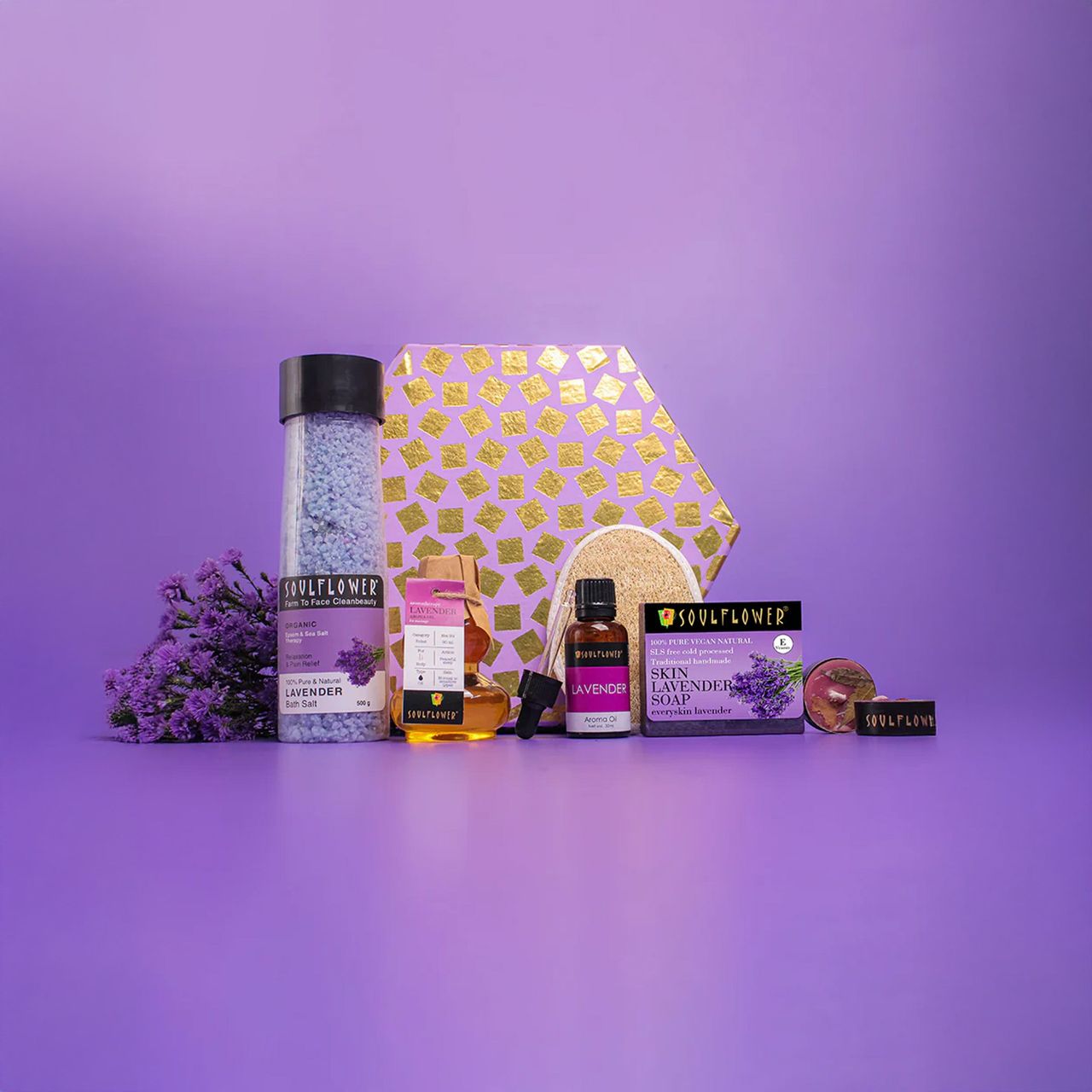 Soulflower Hexagon Bath Set With Lavender