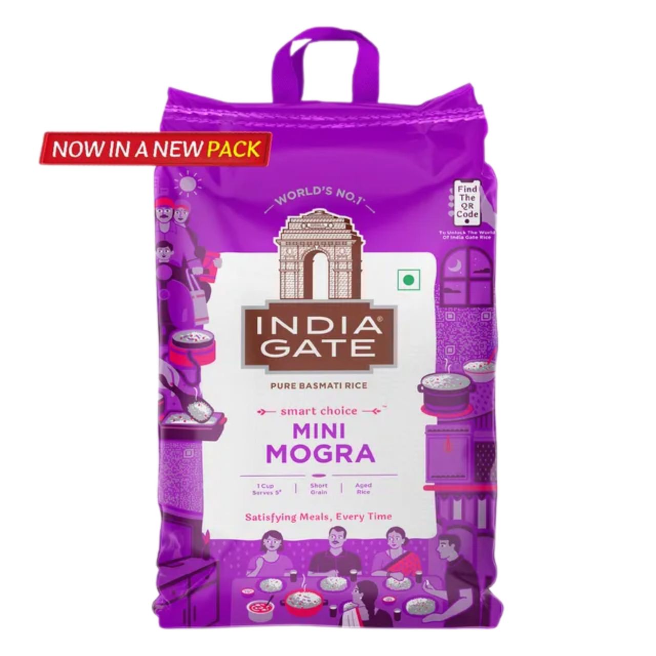India Gate 1 Cup Serves 5 Mini Mogra Basmati Rice | Aged Rice | Smart Choice