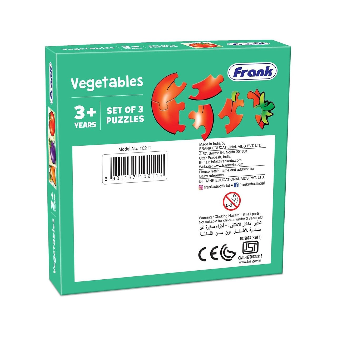 Frank Vegetables - A Set Of 3 First Puzzles - 4, 5 & 6 Pieces