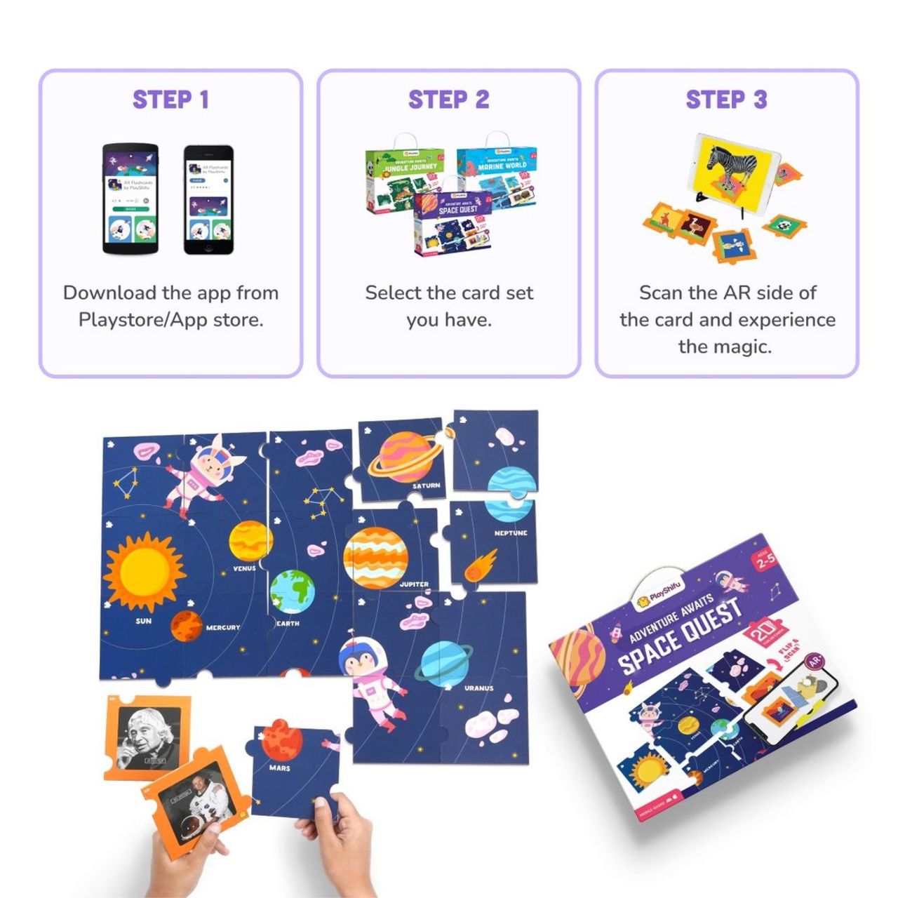 PlayShifu Exploring the Solar System - Space Puzzle Flashcards| Jigsaw Puzzle for kids | Ages 2-5