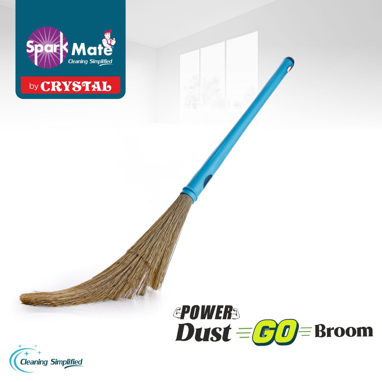 Sparkmate By Crystal No Dust Broom - Jhadu Xtra Long Handle Easy Floor Cleaning